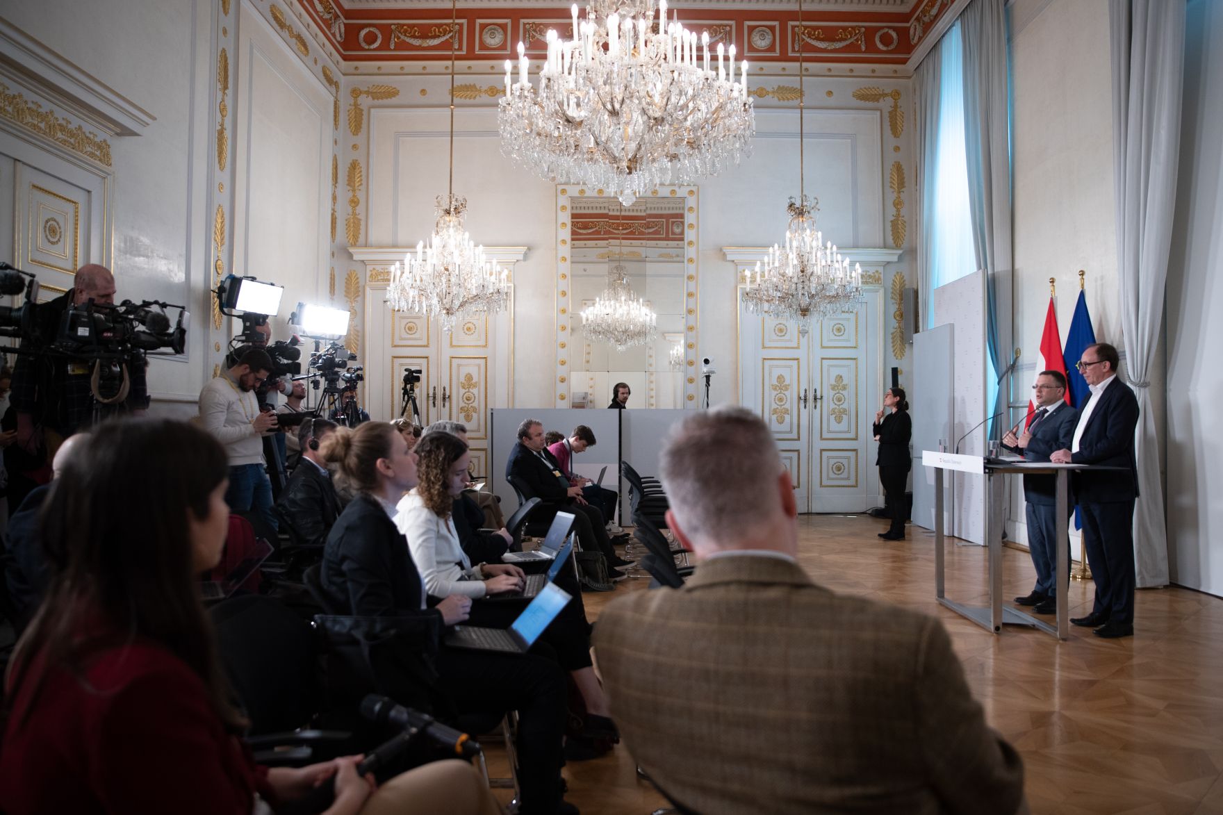 Am 22. M&auml;rz 2023 nahmen Bundesminister Johannes Rauch und Klubobmann August W&ouml;ginger am Pressefoyer nach dem Ministerrat teil.