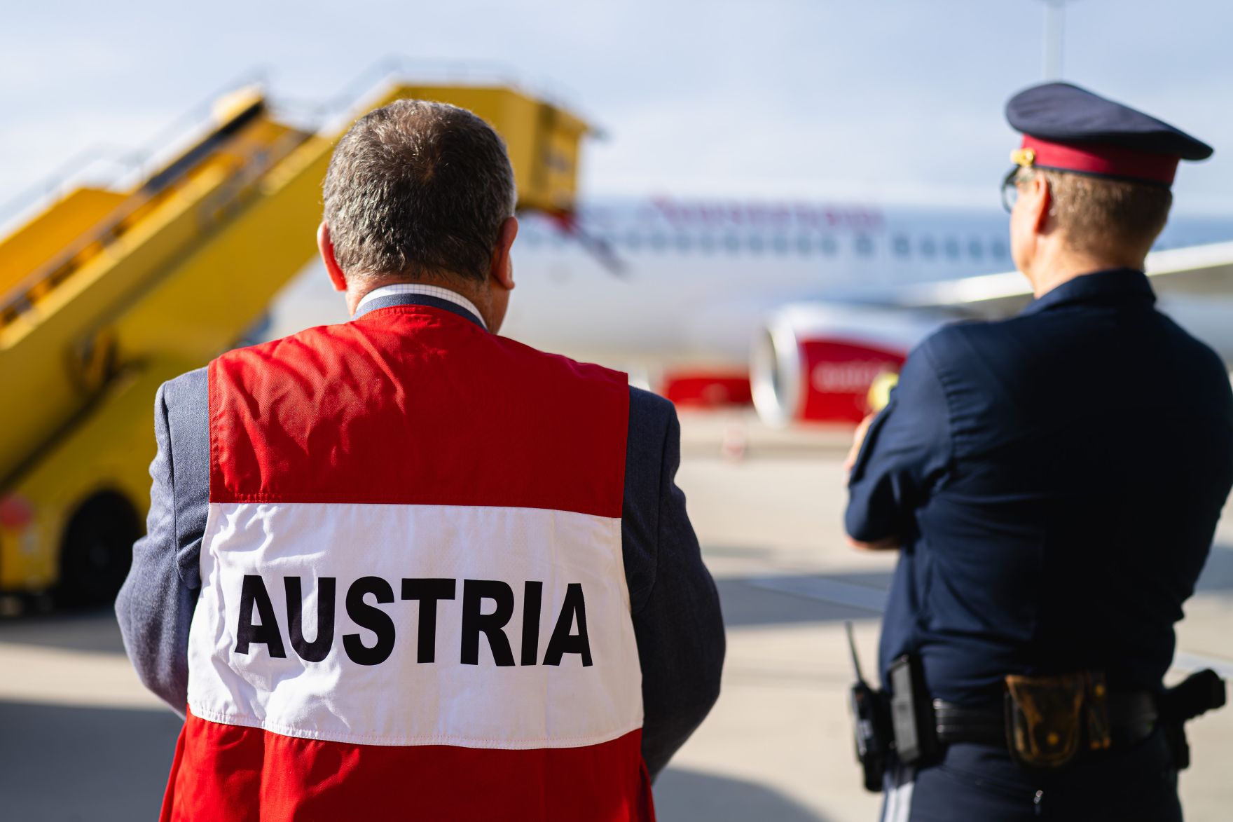 Am 12. Oktober 2023 landete der erste Evakuierungsflug f&uuml;r &Ouml;sterreicherinnen und &Ouml;sterreicher aus Israel am Flughafen Schwechat.