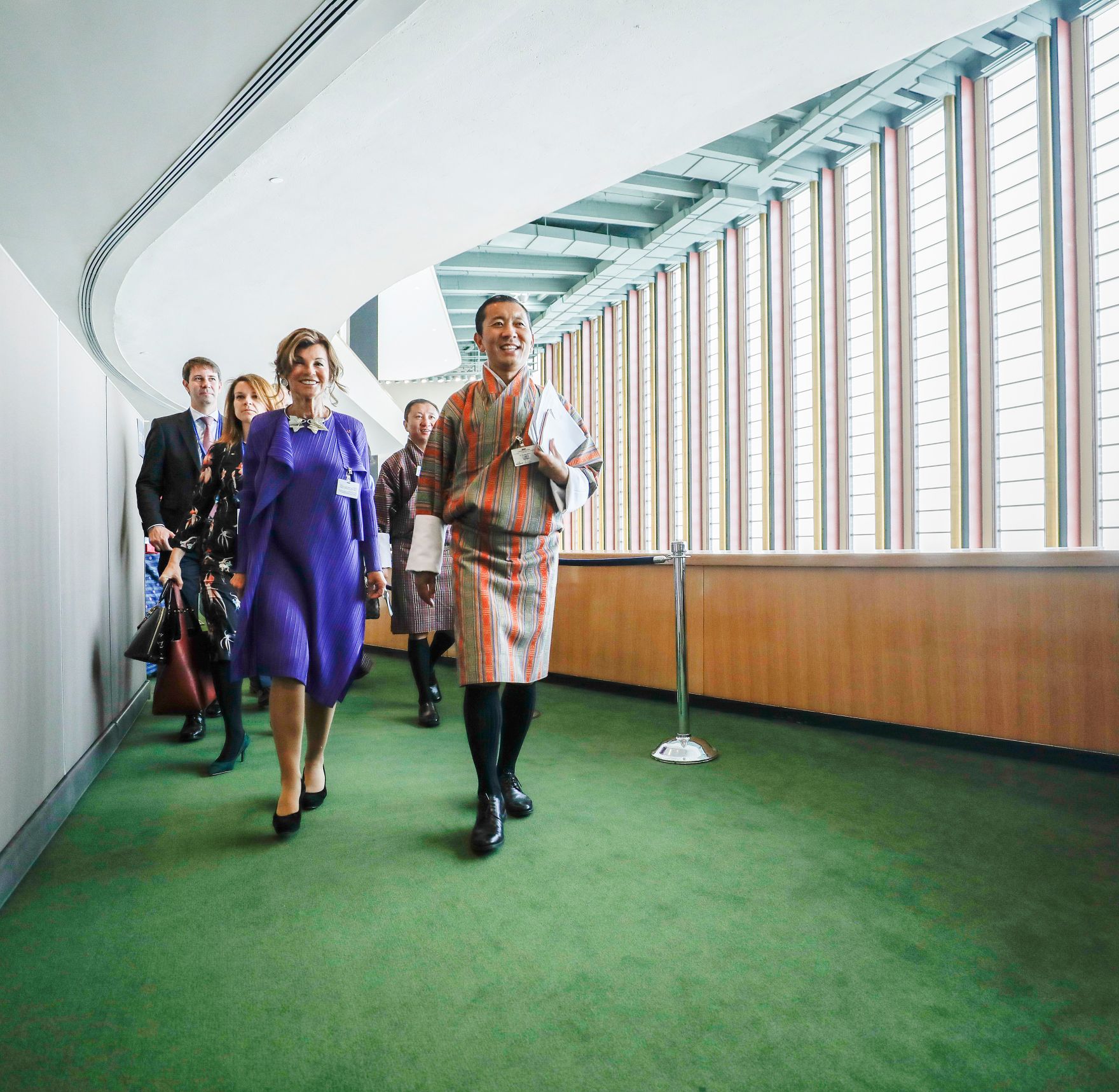 Am 23. September 2019 setzte Bundeskanzlerin Brigitte Bierlein (l.) anl&auml;sslich der UN-Generalversammlung nach New York fort. Im Bild mit dem Ministerpr&auml;sident von Bhutan, Lotay Tshering (r.).