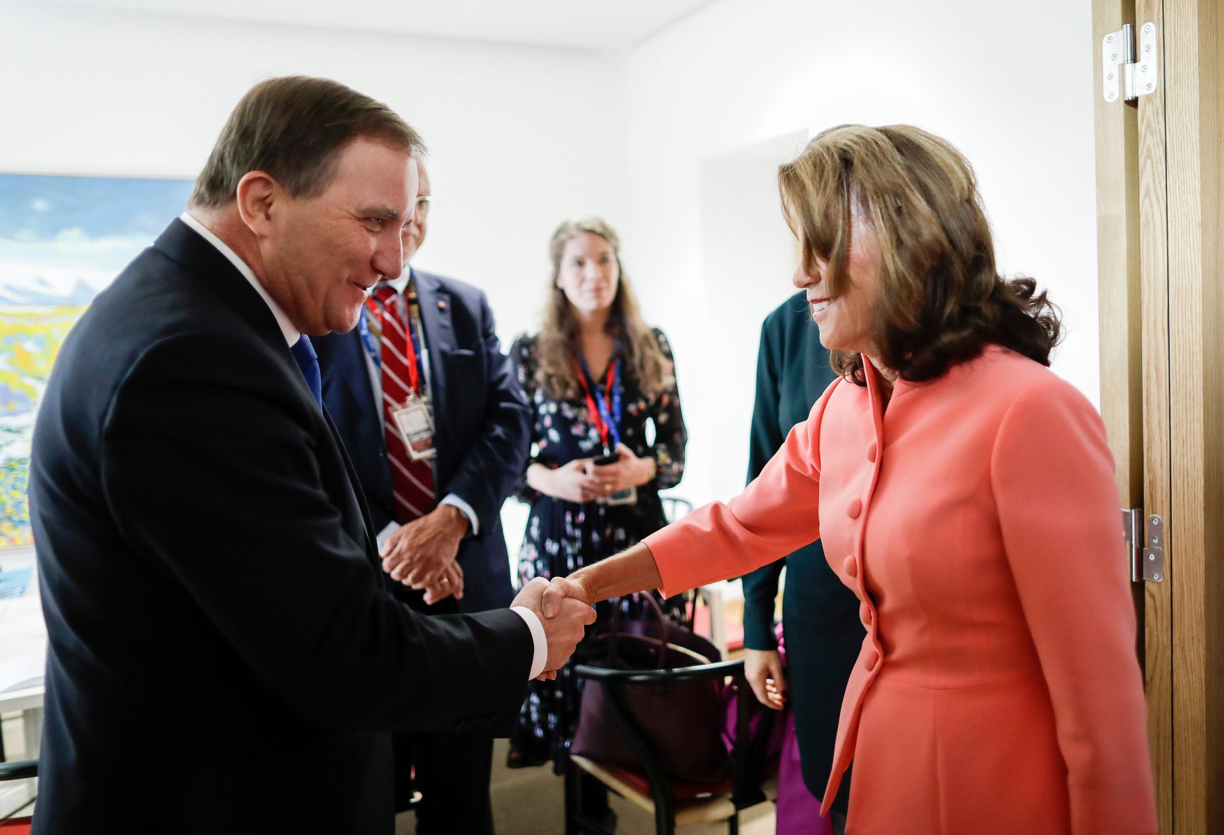 Am 17. Oktober 2019 nahm Bundeskanzlerin Brigitte Bierlein (r.) am Europ&auml;ischen Rat der Staats- und Regierungschefs teil. Im Bild mit dem schwedischen Premierminister Stefan L&ouml;fven (l.).