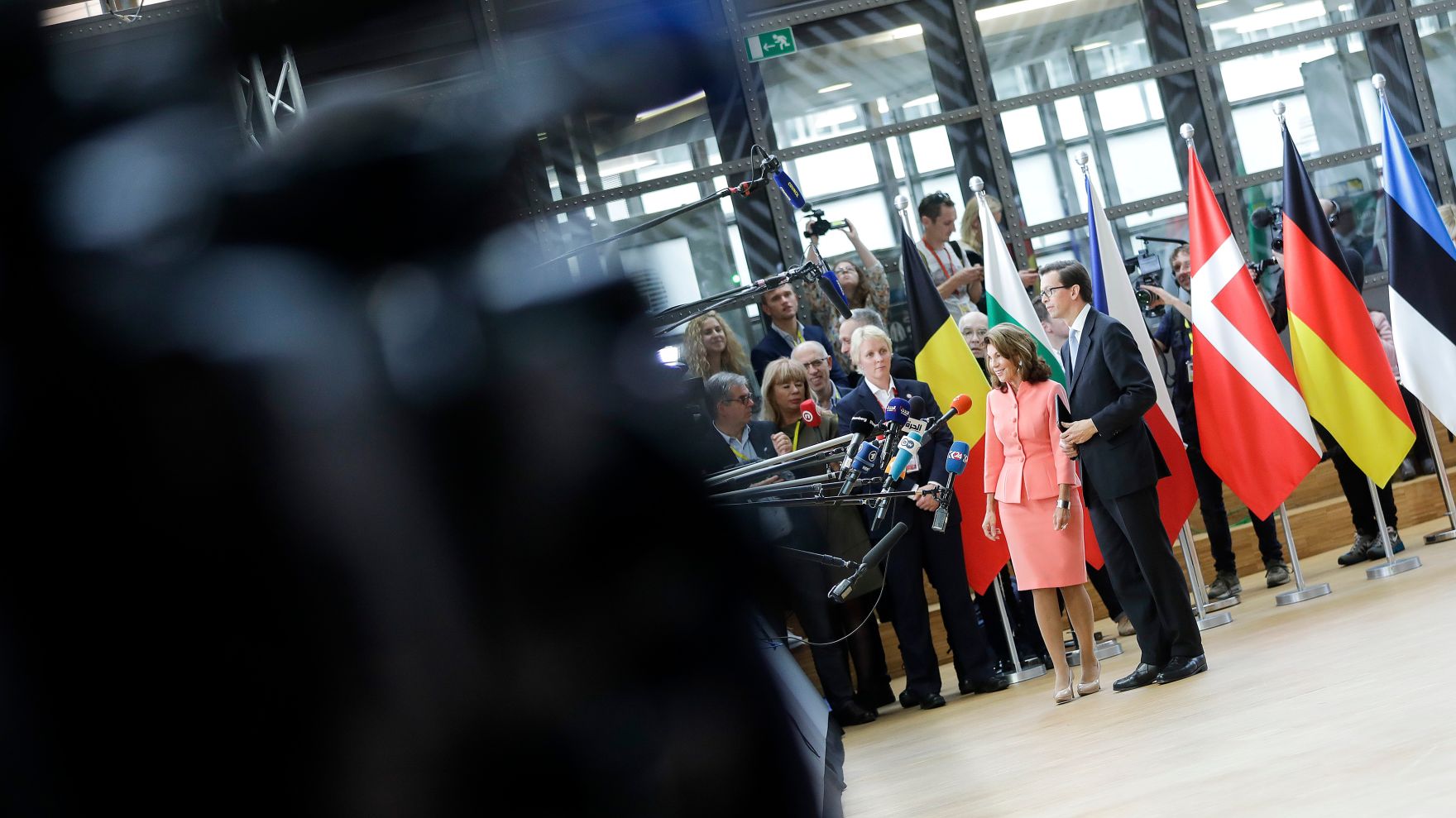 Am 17. Oktober 2019 nahm Bundeskanzlerin Brigitte Bierlein am Europ&auml;ischen Rat der Staats- und Regierungschefs teil. Im Bild beim Pressestatement.