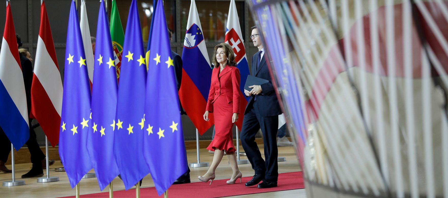 Am 18. Oktober 2019 nahm Bundeskanzlerin Brigitte Bierlein am Europ&auml;ischen Rat der Staats- und Regierungschefs teil. Im Bild beim Pressestatement.