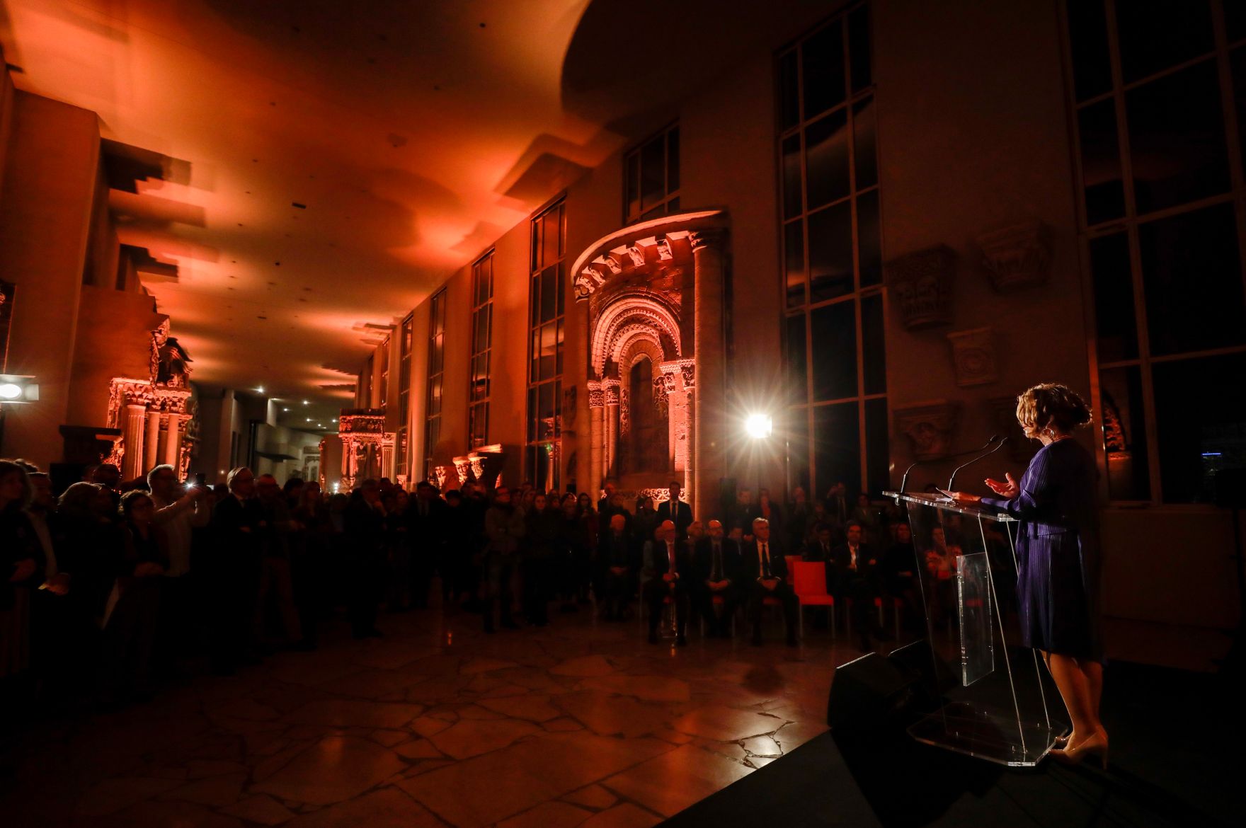 Am 12. November 2019 er&ouml;ffnete Bundeskanzlerin Brigitte Bierlein (im Bild) im Rahmen ihrer Paris Reise die Ausstellung &quot;Saison Viennoise&quot; im Architekturmuseum Cit&eacute; de l'architecture &amp; du patrimoine.