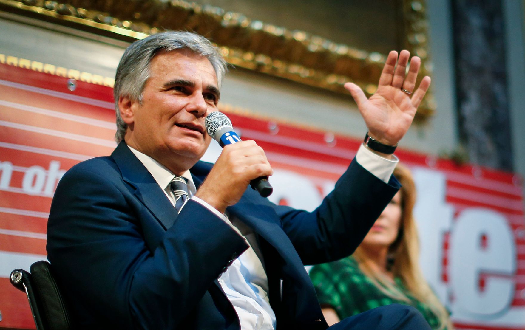Am 17. Juni 2013 nahm Bundeskanzler Werner Faymann (im Bild) gemeinsam mit dem Gouverneur der &Ouml;sterreichischen Nationalbank Ewald Nowotny am "Heute-Talk" im Haus der Industrie teil.