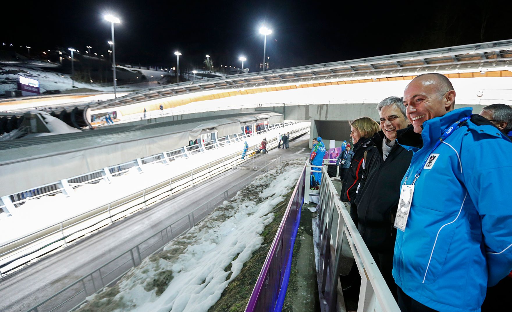 Am 9. Februar 2014 besuchte Bundeskanzler Werner Faymann (l.) die Olympischen Winterspiele in Sotschi/Russland. Im Bild mit Sportminister Gerald Klug (r.).