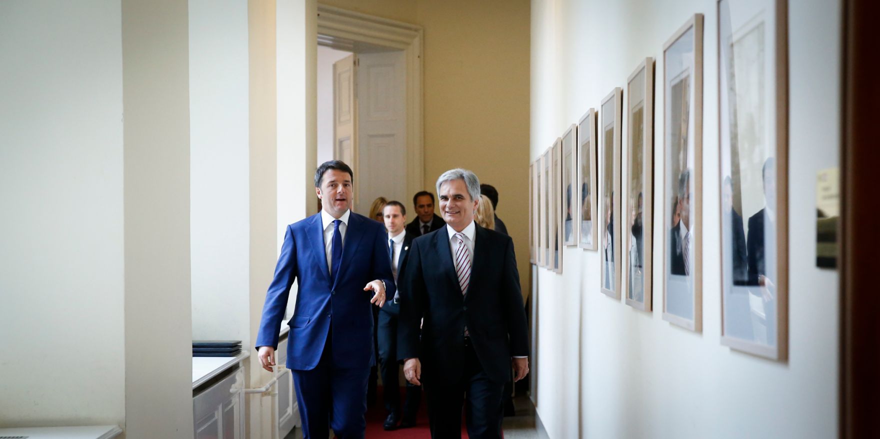 Am 24. November 2014 empfing Bundeskanzler Werner Faymann (r.) den italienische Ministerpr&auml;sident Matteo Renzi (l.) zu einem Arbeitsgespr&auml;ch im Bundeskanzleramt.