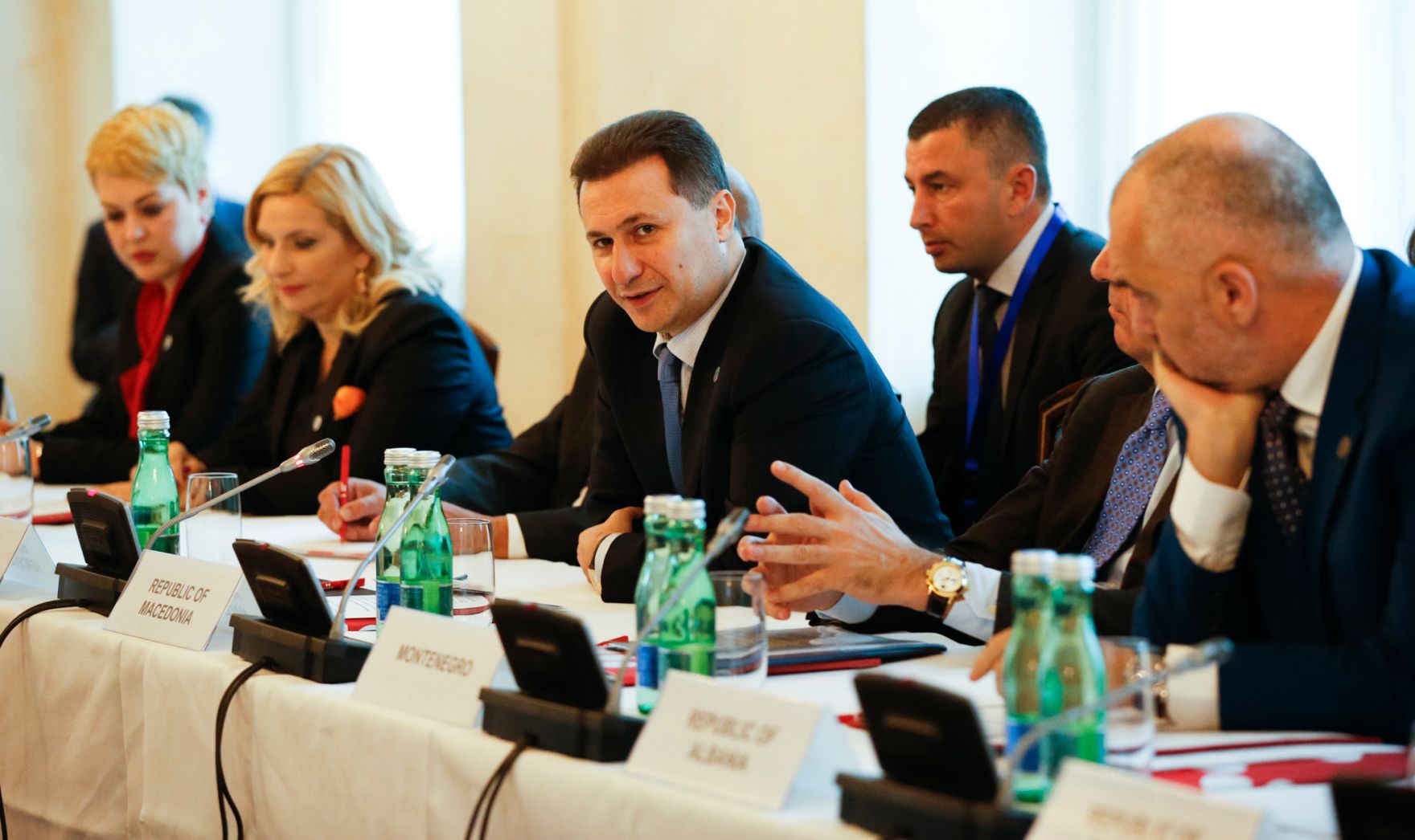 Am 24. November 2014 lud Bundeskanzler Werner Faymann die Mitglieder der Zentraleurop&auml;ischen Initiative (ZEI) zu einem Gipfeltreffen in das Bundeskanzleramt ein. Im Bild (v.r.n.l.) der Premierminister der Republik Albanien Edi Rama, der Premierminister der Republik Mazedonien Nikola Gruevski, die Vize-Premierministerin der Republik Serbien Zorana Mihajlovic und die Vize-Au&szlig;enministerin der Ukraine Nataliia Galibarenko.