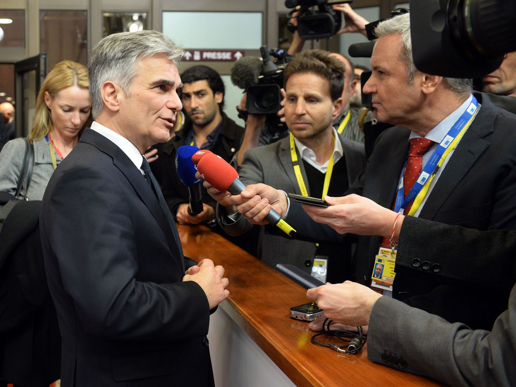 Vom 17.-18. M&auml;rz 2016 fand in Br&uuml;ssel der Europ&auml;ische Rat der Staats- und Regierungschefs statt. Im Bild Bundeskanzler Werner Faymann bei Pressestatements.