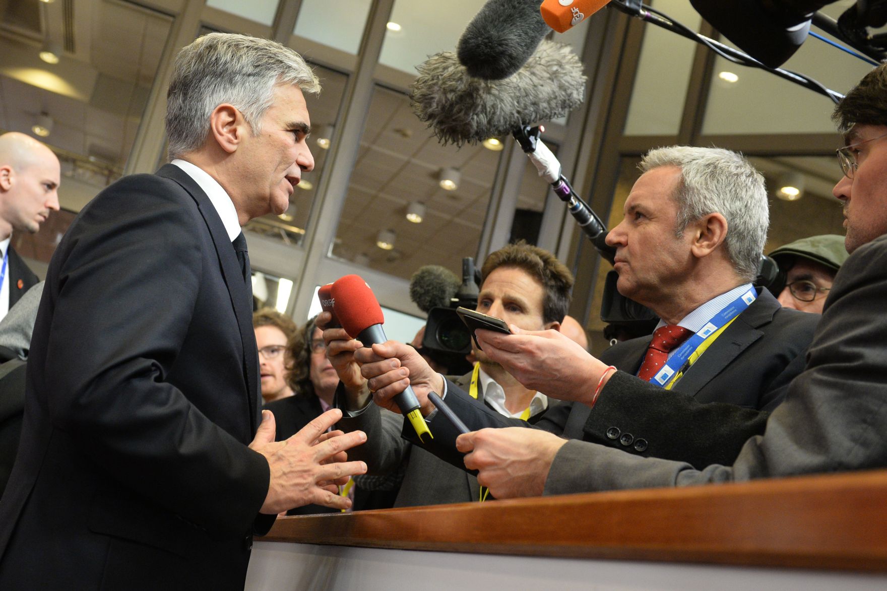 Vom 17.-18. M&auml;rz 2016 fand in Br&uuml;ssel der Europ&auml;ische Rat der Staats- und Regierungschefs statt. Im Bild Bundeskanzler Werner Faymann bei Pressestatements.