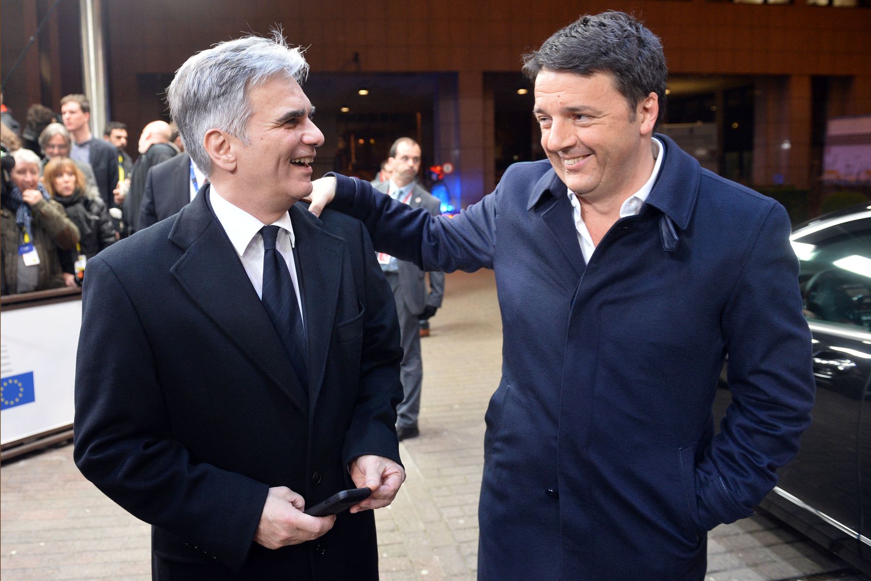 Vom 17.-18. M&auml;rz 2016 fand in Br&uuml;ssel der Europ&auml;ische Rat der Staats- und Regierungschefs statt. Im Bild Bundeskanzler Werner Faymann (l.) mit dem italienischen Ministerpr&auml;sidenten Matteo Renzi (r.).