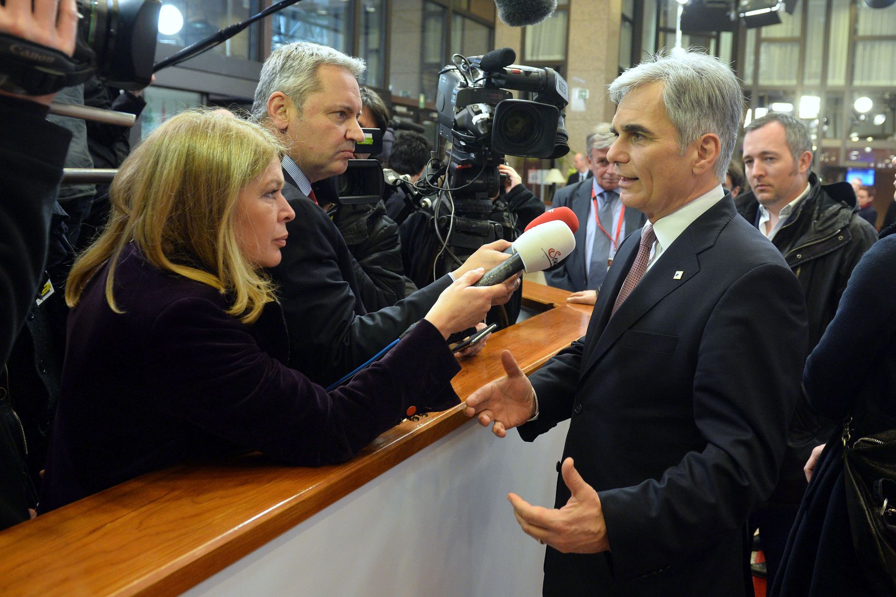 Vom 17.-18. M&auml;rz 2016 fand in Br&uuml;ssel der Europ&auml;ische Rat der Staats- und Regierungschefs statt. Im Bild Bundeskanzler Werner Faymann bei Pressestatements.
