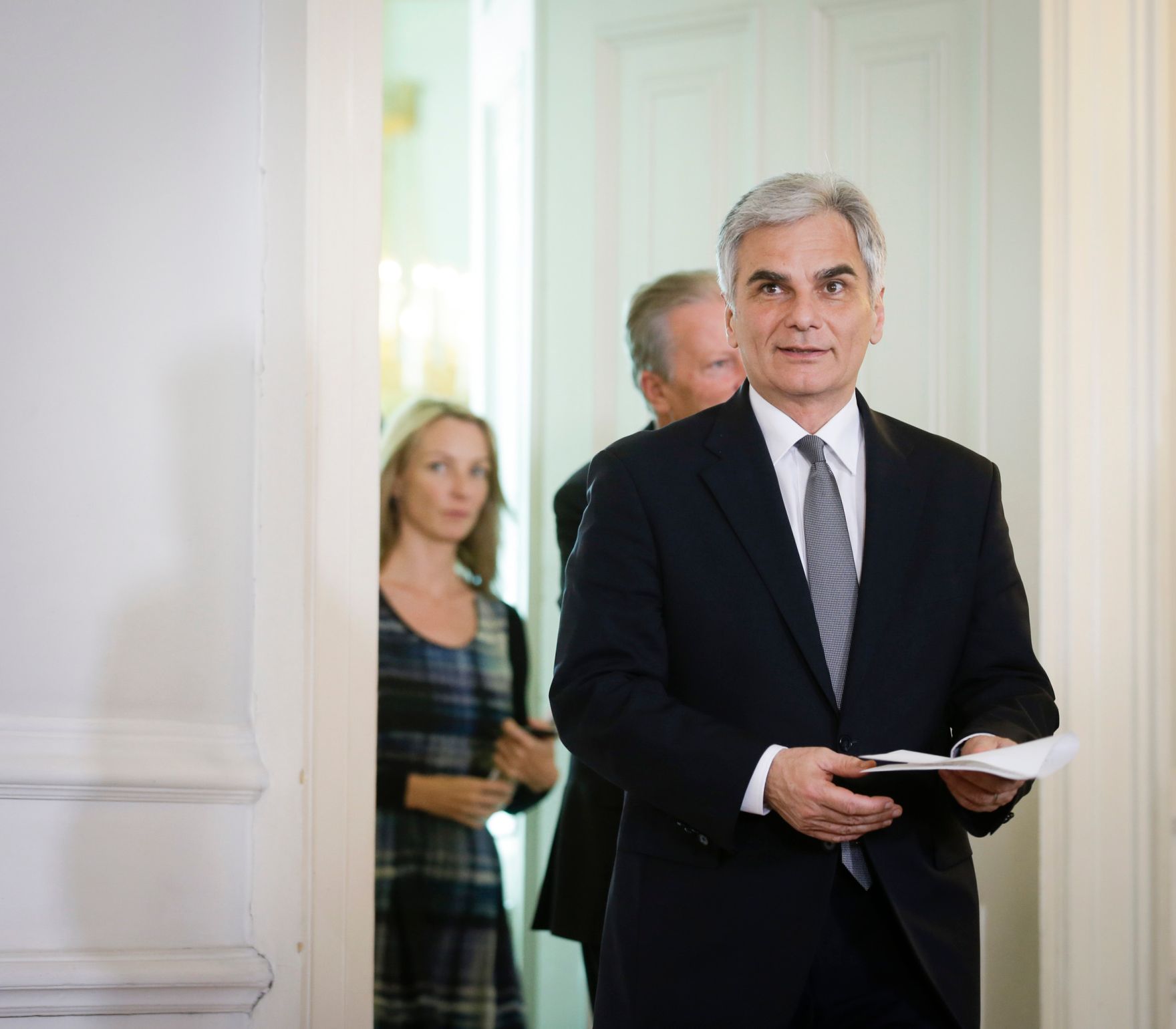 Am 26. April 2016 lud Bundeskanzler Werner Faymann (im Bild) die Sozialpartner zu einem Gespr&auml;ch in das Bundeskanzleramt ein. Im Anschluss fanden Pressestatements statt.