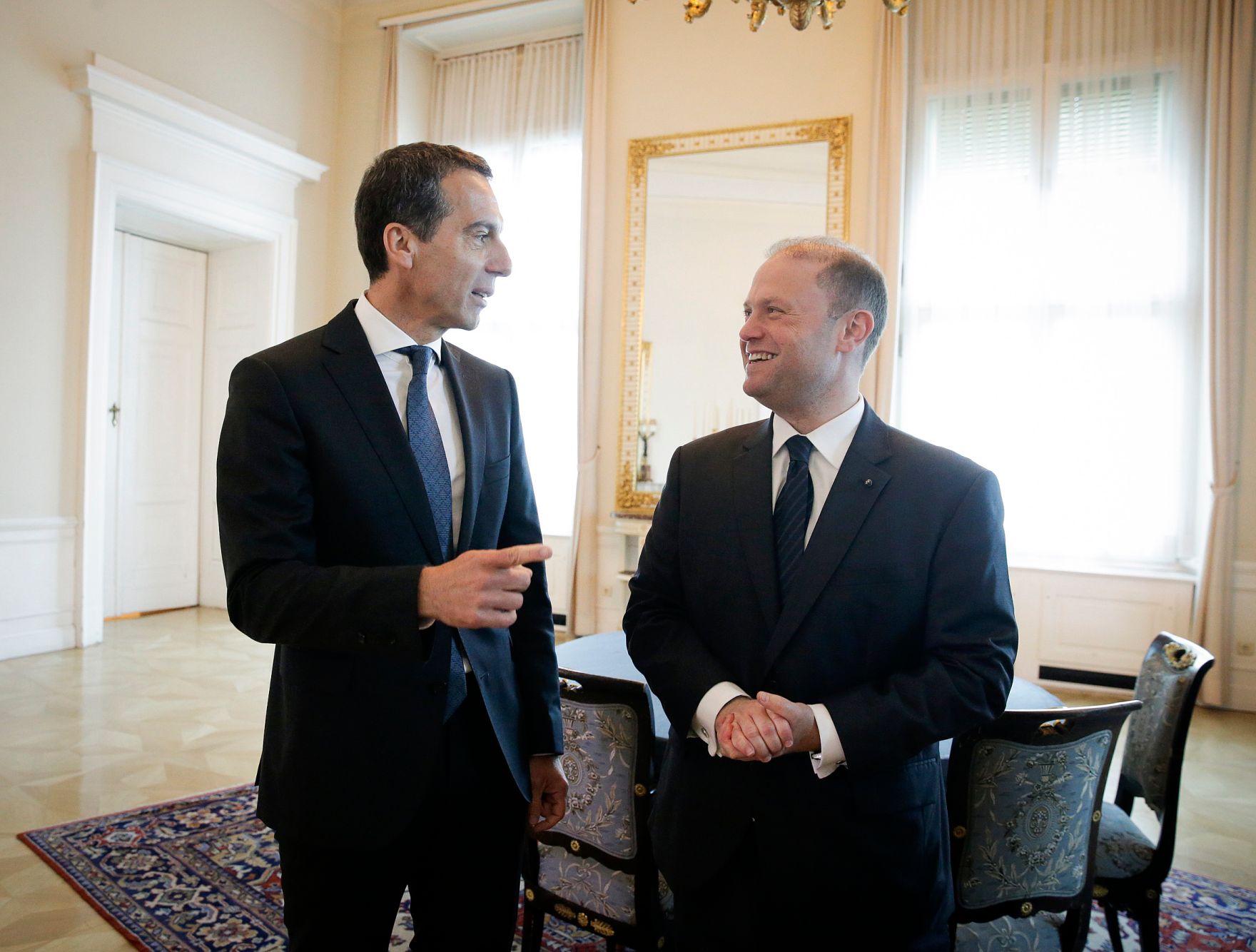 Am 15. Juni 2016 empfing Bundeskanzler Christian Kern (l.) den Premierminister von Malta Joseph Muscat (r.) zu einem Arbeitsgespr&auml;ch im Bundeskanzleramt.