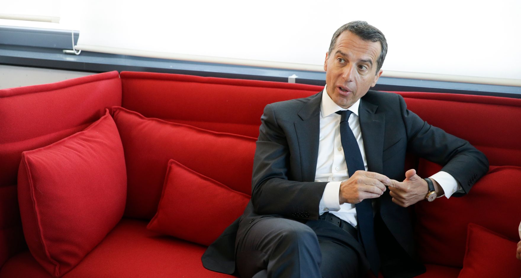 Am 19. Juli 2016 besuchte Bundeskanzler Christian Kern (im Bild) das Bundesland Vorarlberg. Im Bild bei den "Vorarlberger Nachrichten".