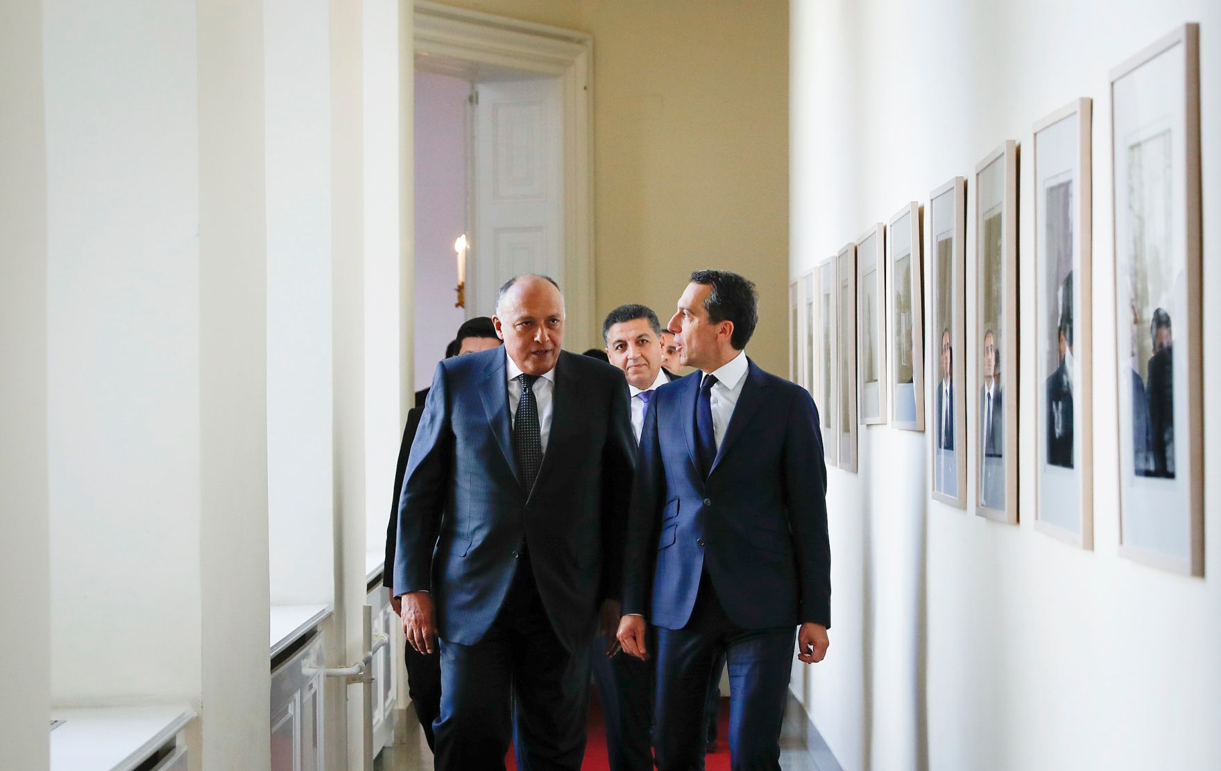 Am 14. Oktober 2016 empfing Bundeskanzler Christian Kern (r.) den &auml;gyptischen Au&szlig;enminister Sameh Hassan Shoukry (l.) zu einem Arbeitsgespr&auml;ch im Bundeskanzleramt.