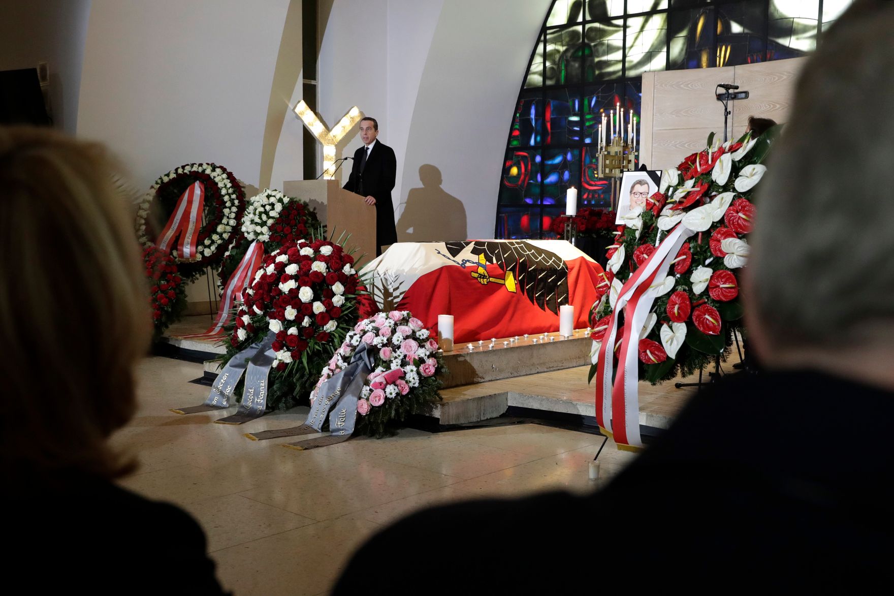 Am 5. M&auml;rz 2017 fand die Trauerfeier f&uuml;r Bundesministerin Sabine Oberhauser statt. Im Bild Bundeskanzler Christian Kern.