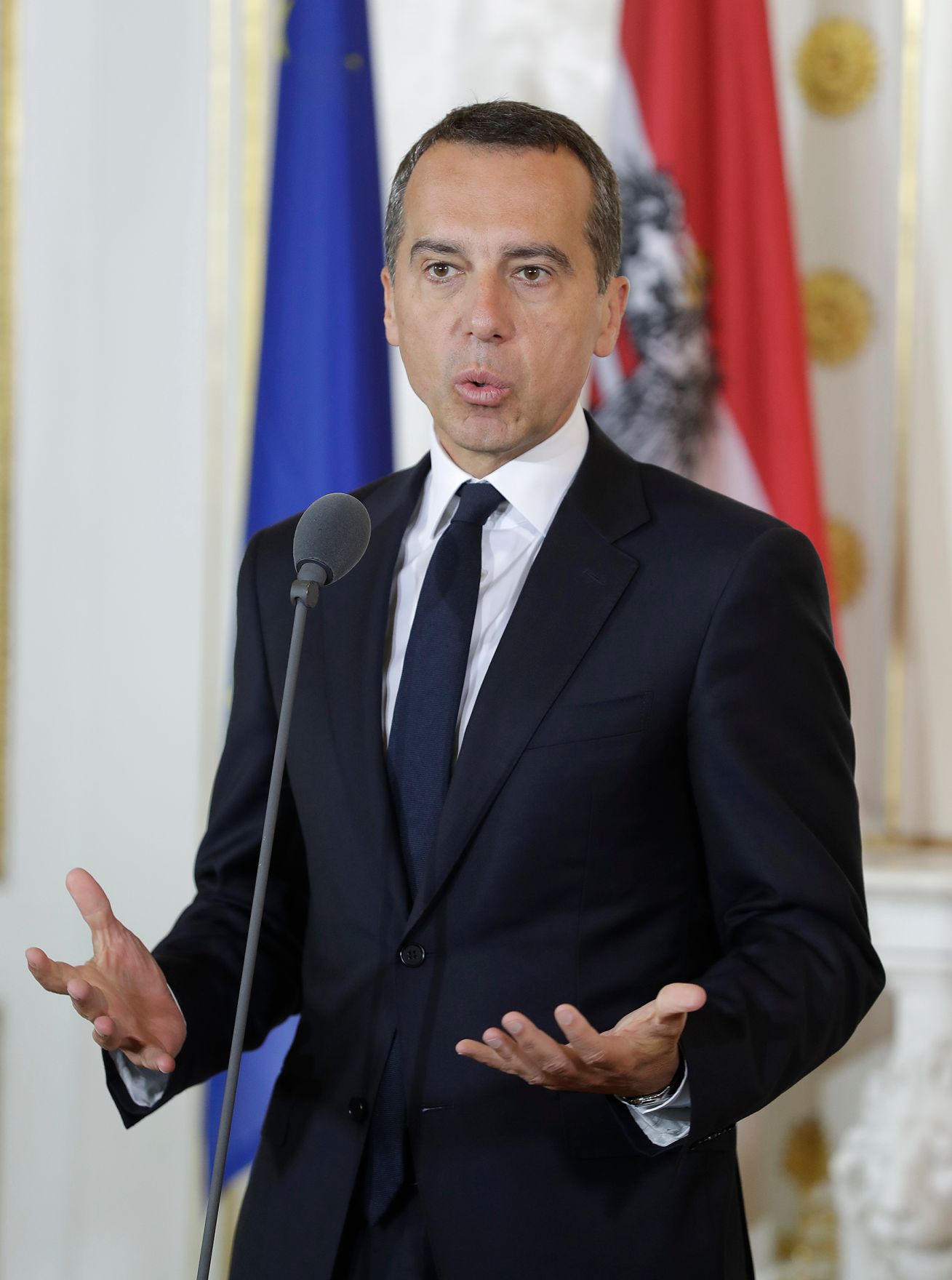 Am 22. August 2017 gab Bundeskanzler Christian Kern (im Bild) ein Pressestatement nach der Regierungssitzung.