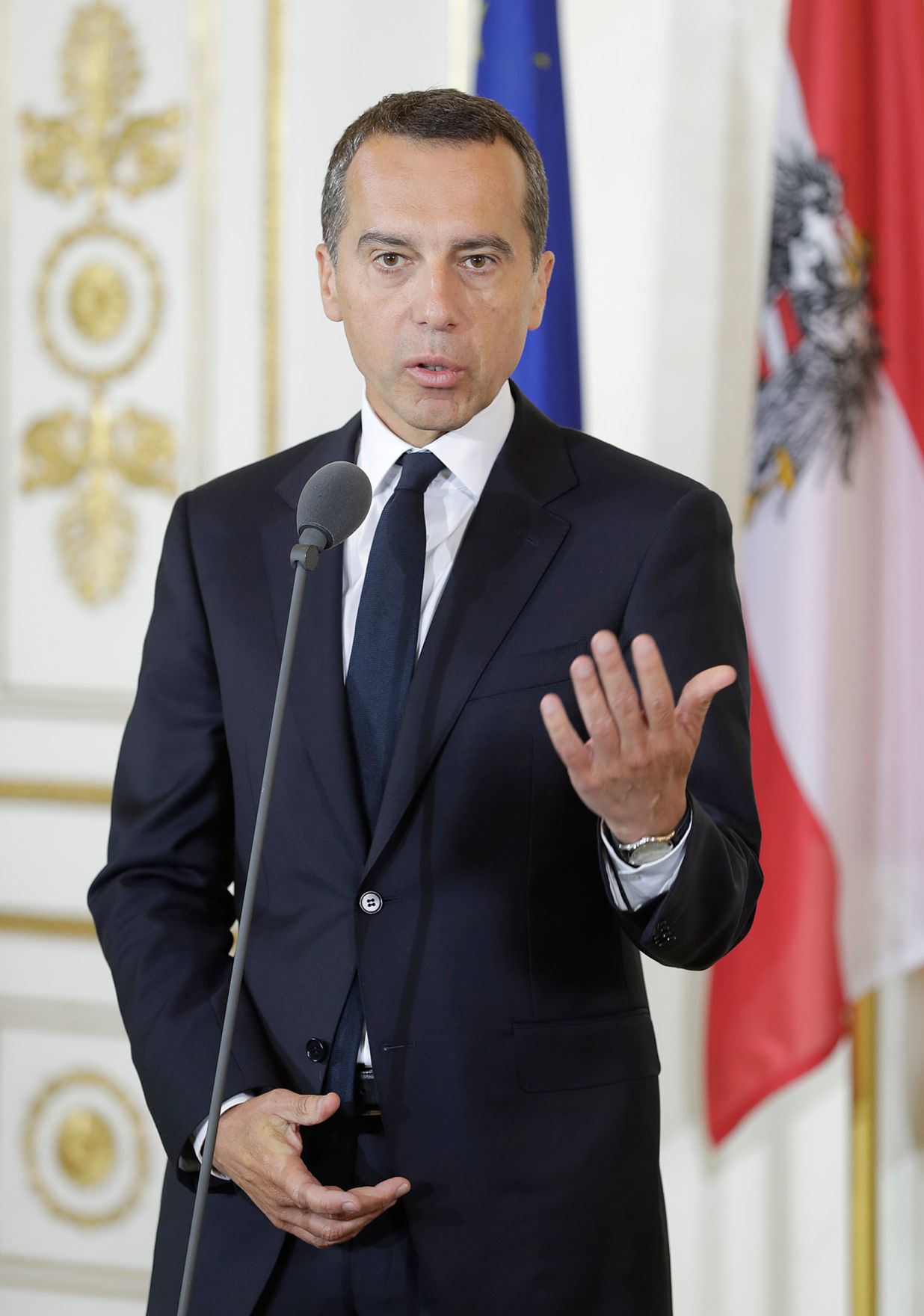 Am 22. August 2017 gab Bundeskanzler Christian Kern (im Bild) ein Pressestatement nach der Regierungssitzung.