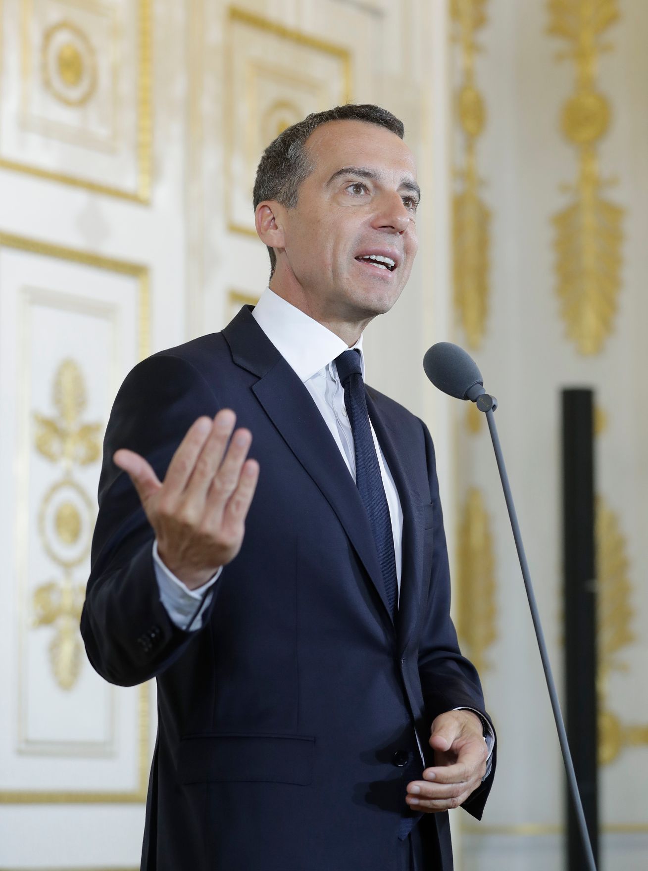 Am 22. August 2017 gab Bundeskanzler Christian Kern (im Bild) ein Pressestatement nach der Regierungssitzung.