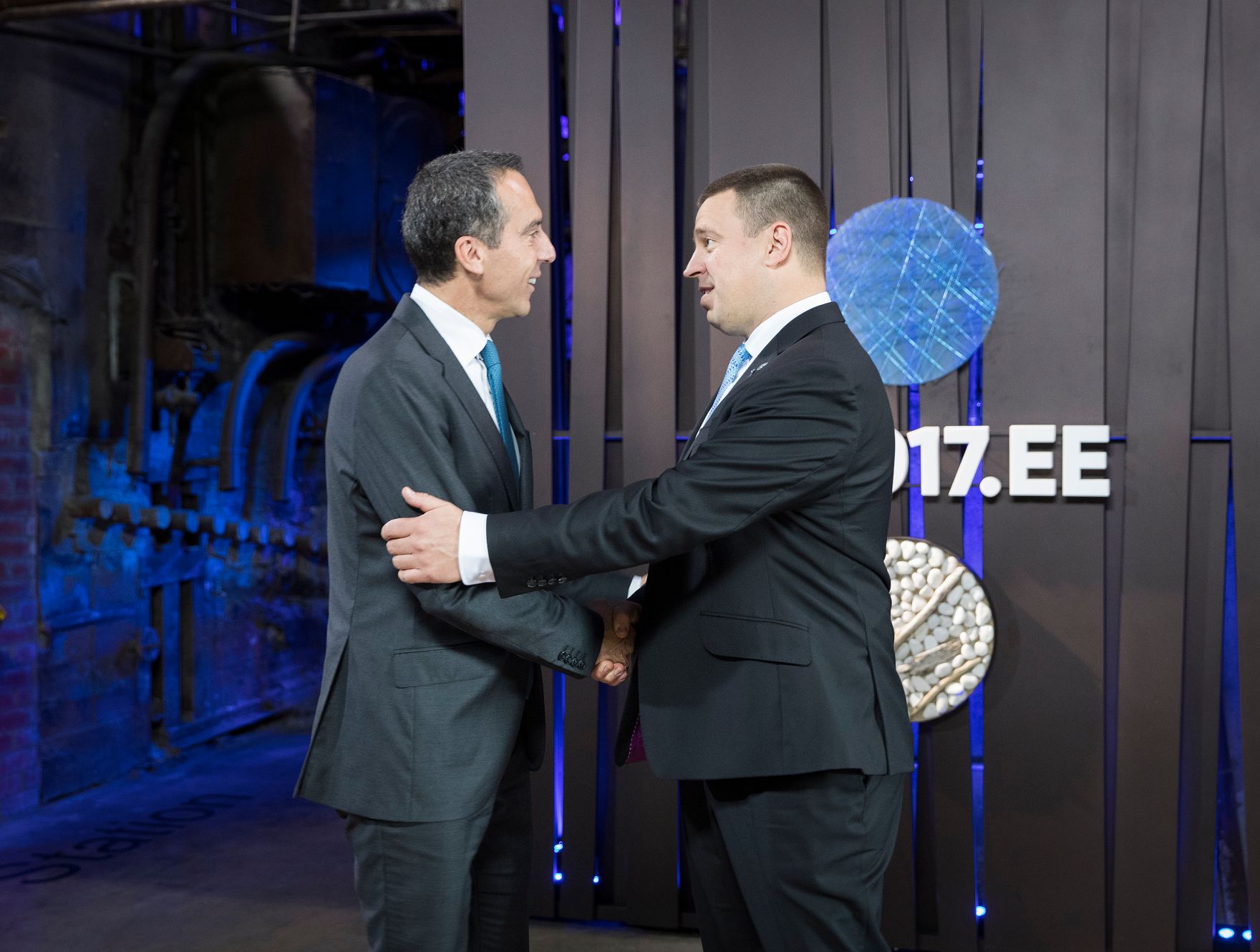 Am 29. September 2017 fand das Digitale Gipfeltreffen der Europ&auml;ischen Staats- und Regierungschefs in Tallinn statt. Im Bild Bundeskanzler Christian Kern (l.) mit dem estnischen Ministerpr&auml;sidenten J&uuml;ri Ratas (r.).
