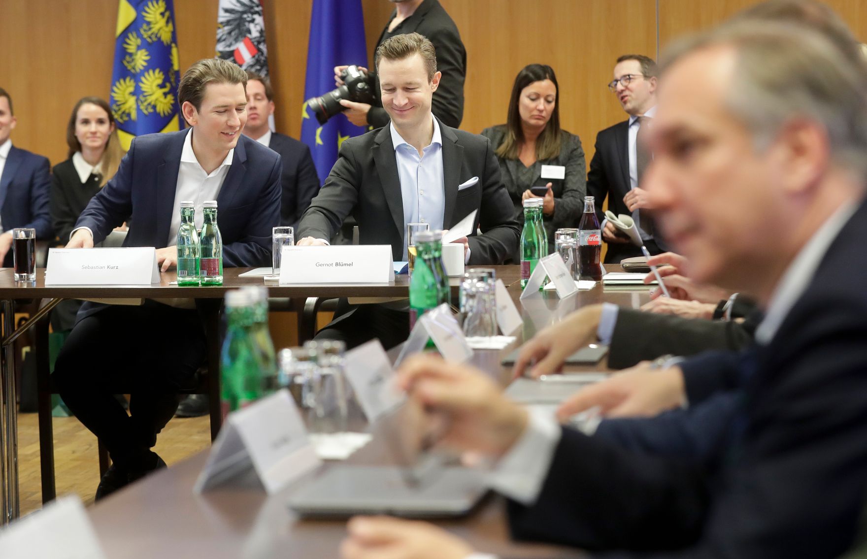 Am 10. J&auml;nner 2019 begann in Mauerbach die zweit&auml;gige Klausurtagung der Bundesregierung. Im Bild Bundeskanzler Sebastian Kurz (l.) mit Bundesminister Gernot Bl&uuml;mel (m.).