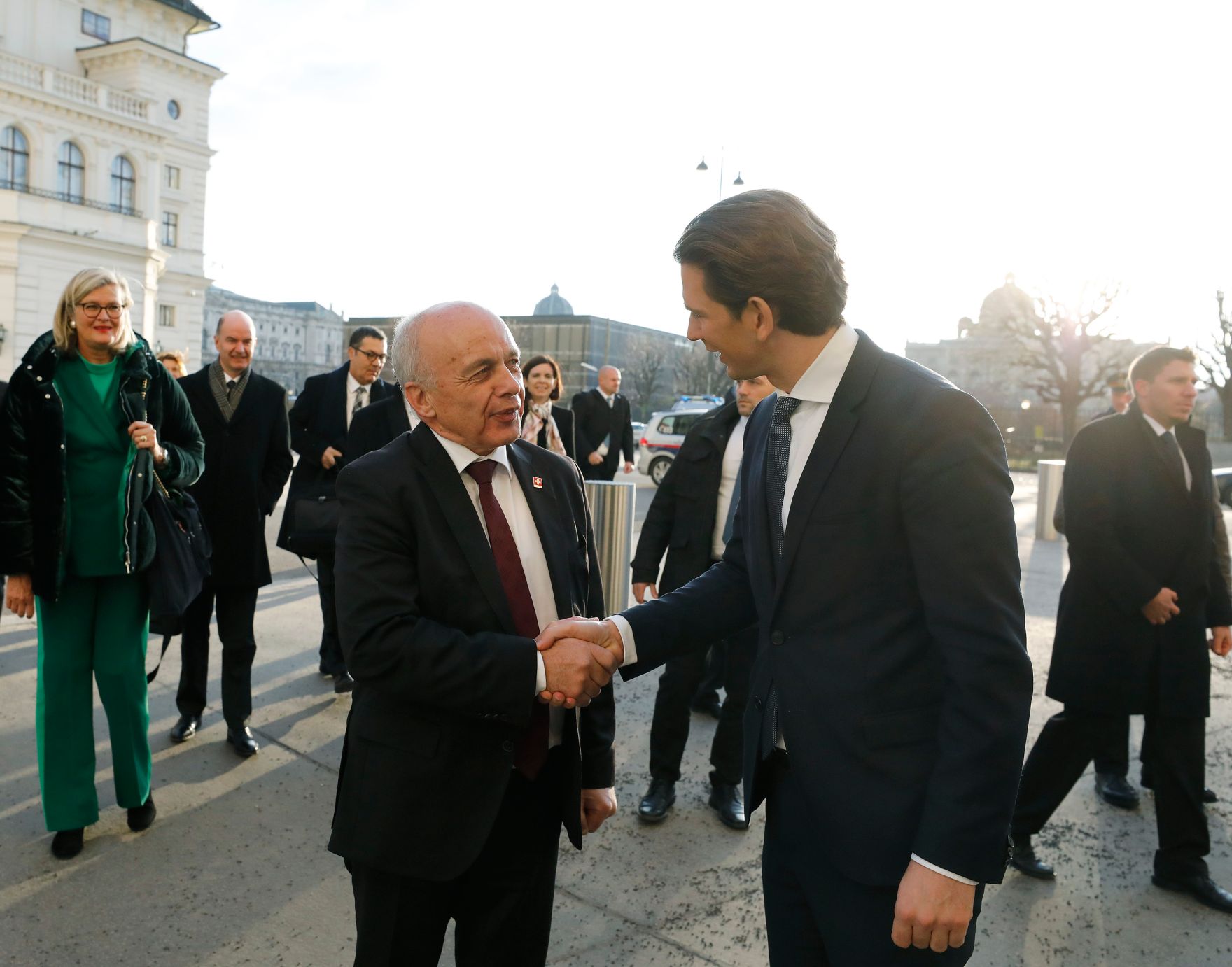 Am 11. J&auml;nner 2019 empfing Bundeskanzler Sebastian Kurz (r.) den schweizer Bundespr&auml;sidenten Ueli Maurer (l.) zu einem Gespr&auml;ch.