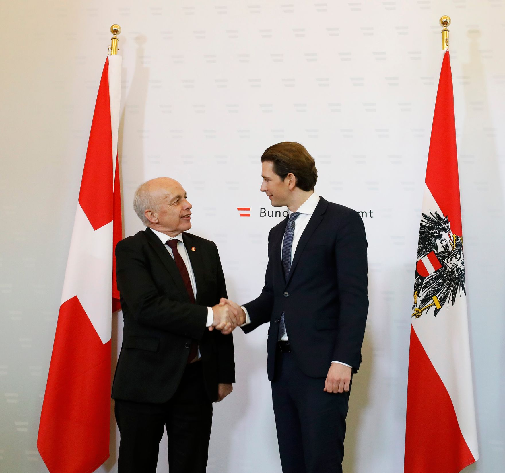 Am 11. J&auml;nner 2019 empfing Bundeskanzler Sebastian Kurz (r.) den schweizer Bundespr&auml;sidenten Ueli Maurer (l.) zu einem Gespr&auml;ch.