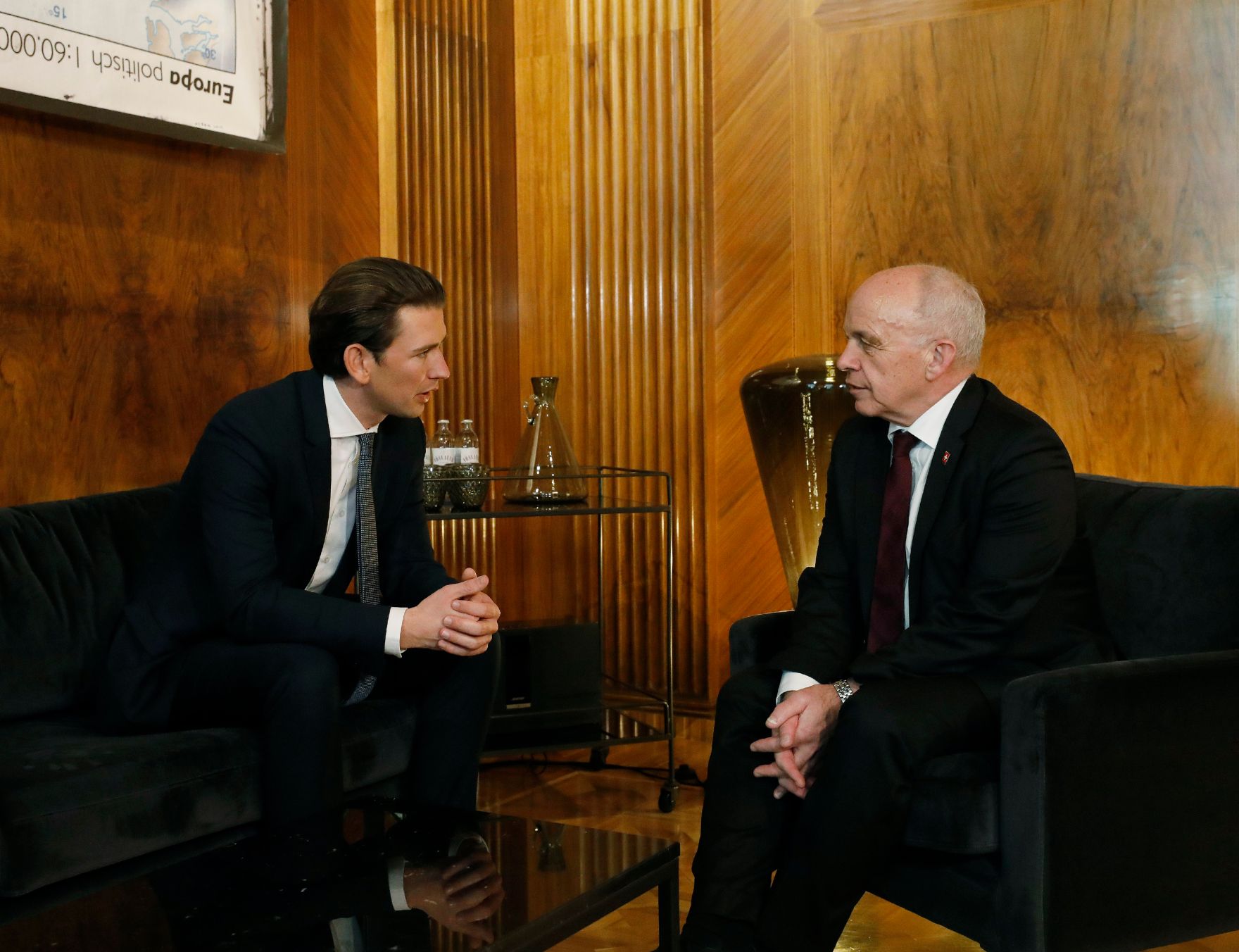 Am 11. J&auml;nner 2019 empfing Bundeskanzler Sebastian Kurz (l.) den schweizer Bundespr&auml;sidenten Ueli Maurer (r.) zu einem Gespr&auml;ch.