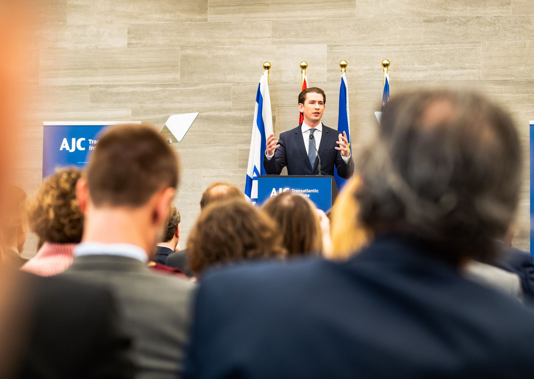Am 21. M&auml;rz 2019 nahm Bundeskanzler Sebastian Kurz an der Veranstaltung der AJC mit der europ&auml;ischen j&uuml;dischen Gemeinde teil.