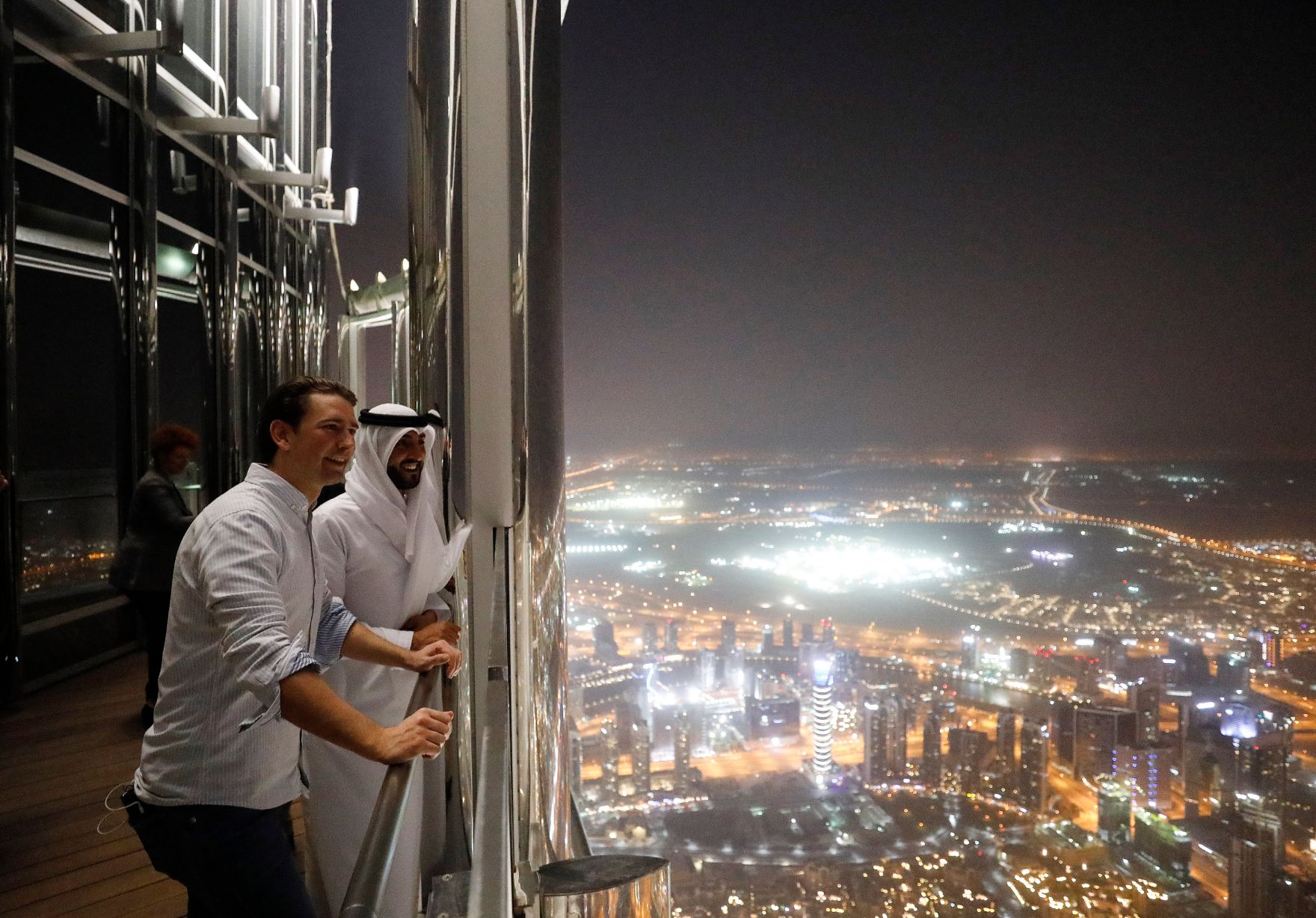 Am 23. M&auml;rz 2019 fand die Arbeitsreise von Bundeskanzler Sebastian Kurz (l.) in den Vereinigten Arabischen Emiraten statt. Im Bild beim Besuch des Burj Khalifa.