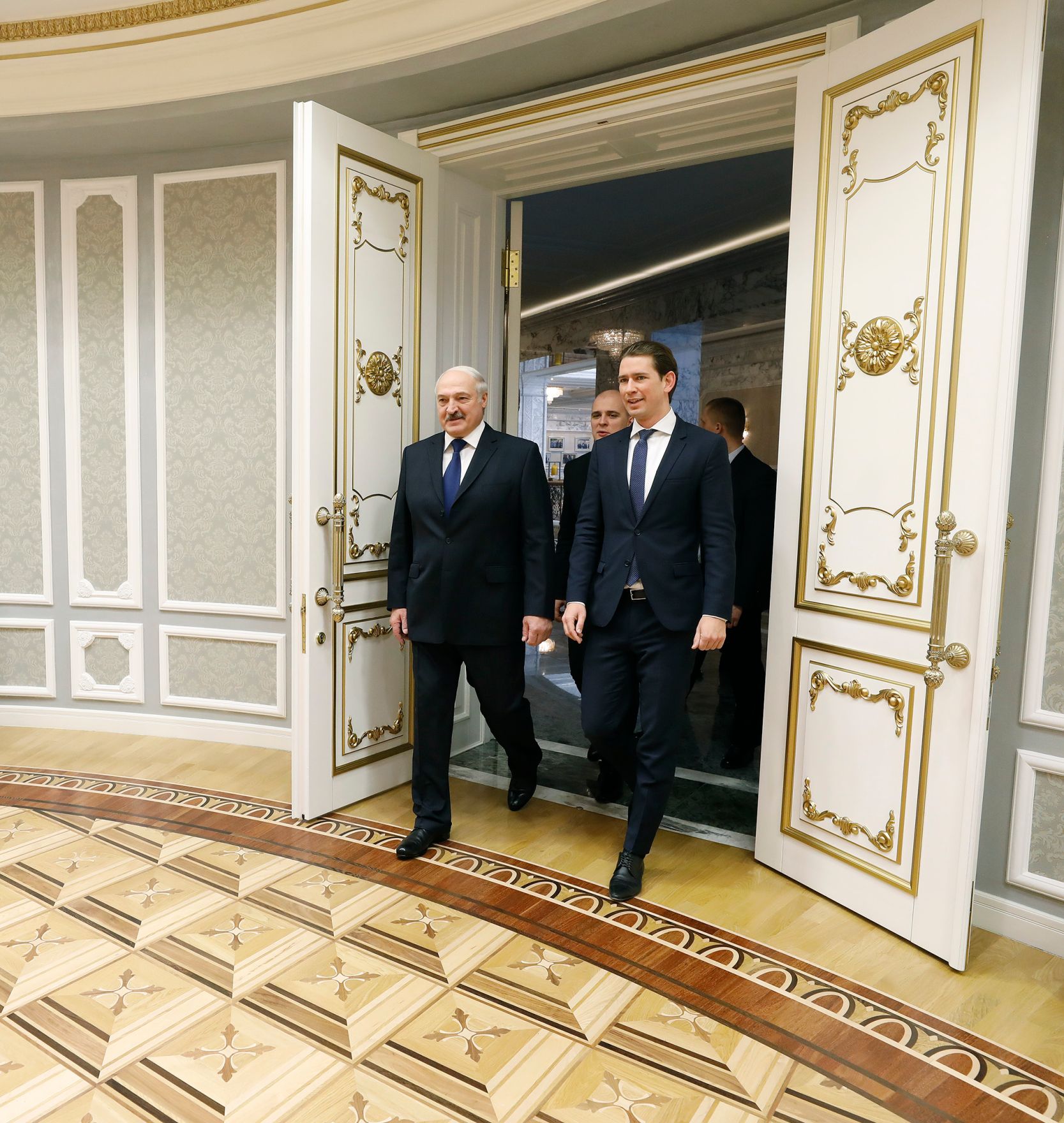 Am 28. M&auml;rz 2019 fand die Arbeitsreise von Bundeskanzler Sebastian Kurz (r.) in Minsk statt. Im Bild mit Wei&szlig;russlands Pr&auml;sident Alexander Lukaschenko (l.).