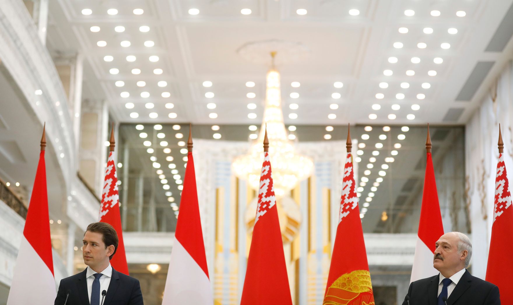Am 28. M&auml;rz 2019 fand die Arbeitsreise von Bundeskanzler Sebastian Kurz (l.) in Minsk statt. Im Bild mit Wei&szlig;russlands Pr&auml;sident Alexander Lukaschenko (r.).