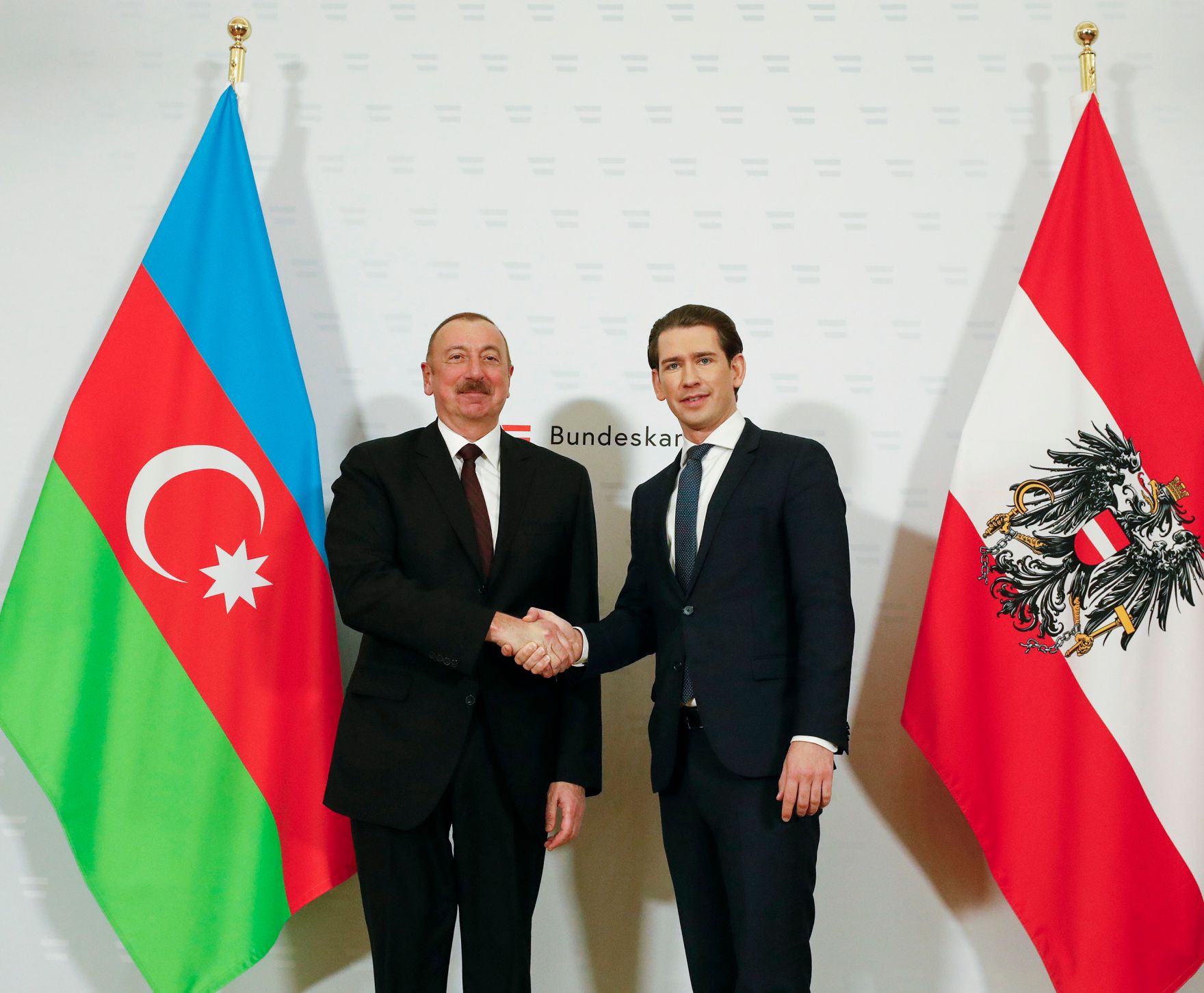 Am 29. M&auml;rz 2019 empfing Bundeskanzler Sebastian Kurz (r.) den Pr&auml;sidenten von Aserbaidschan Ilham Aliyev (l.) zu einem Gespr&auml;ch.