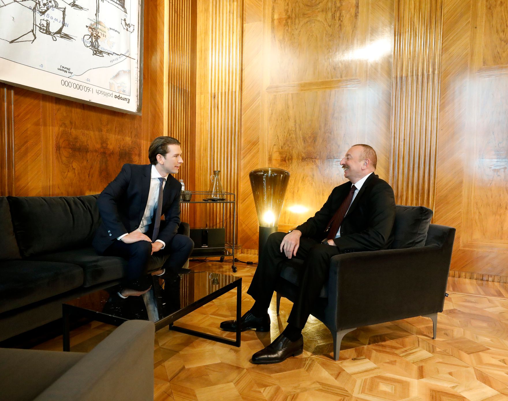 Am 29. M&auml;rz 2019 empfing Bundeskanzler Sebastian Kurz (l.) den Pr&auml;sidenten von Aserbaidschan Ilham Aliyev (r.) zu einem Gespr&auml;ch.