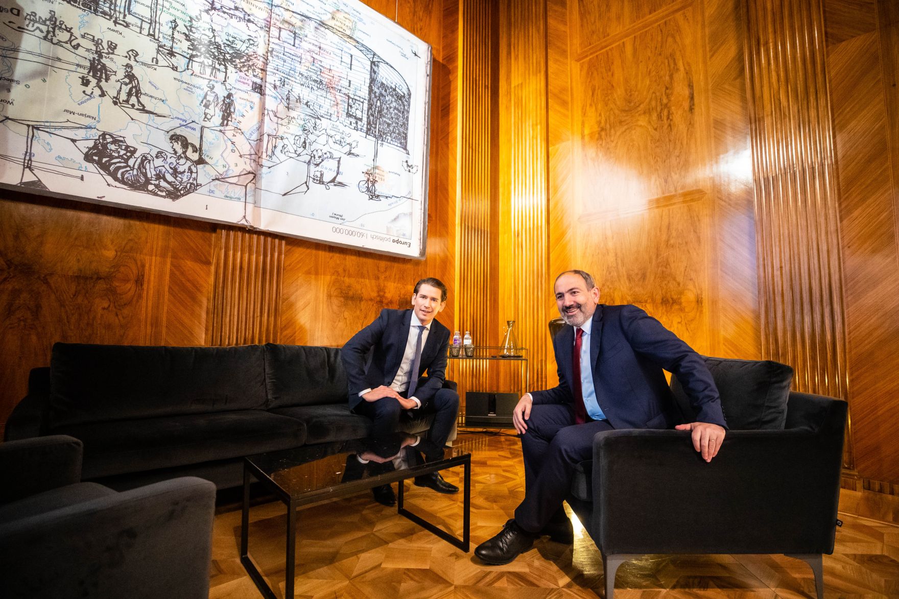 Am 29. M&auml;rz 2019 empfing Bundeskanzler Sebastian Kurz (l.) den Premierminister von Armenien, Nikol Pashinyan (r.) zu einem Gespr&auml;ch.