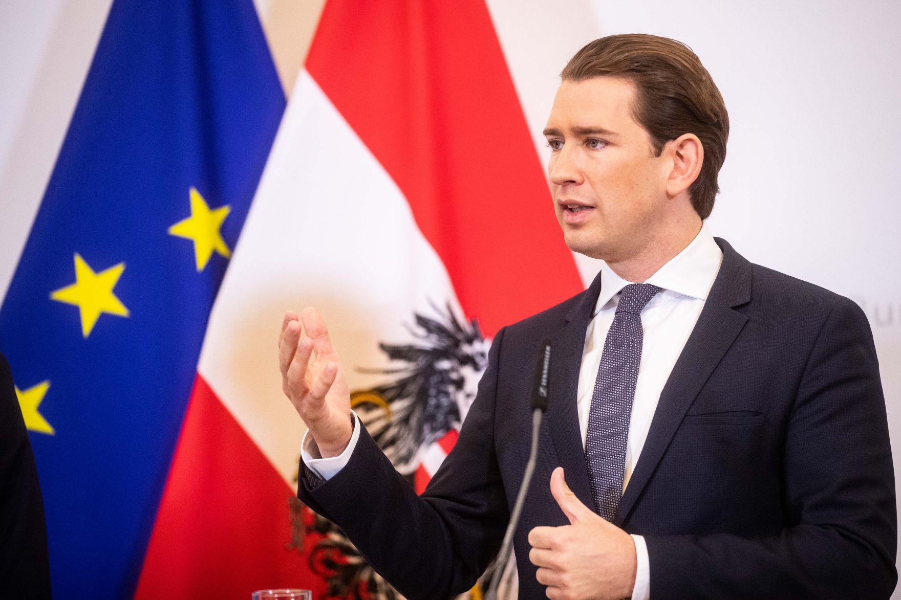 Bundeskanzler Sebastian Kurz beim Pressefoyer nach dem Ministerrat am 03. April 2019.