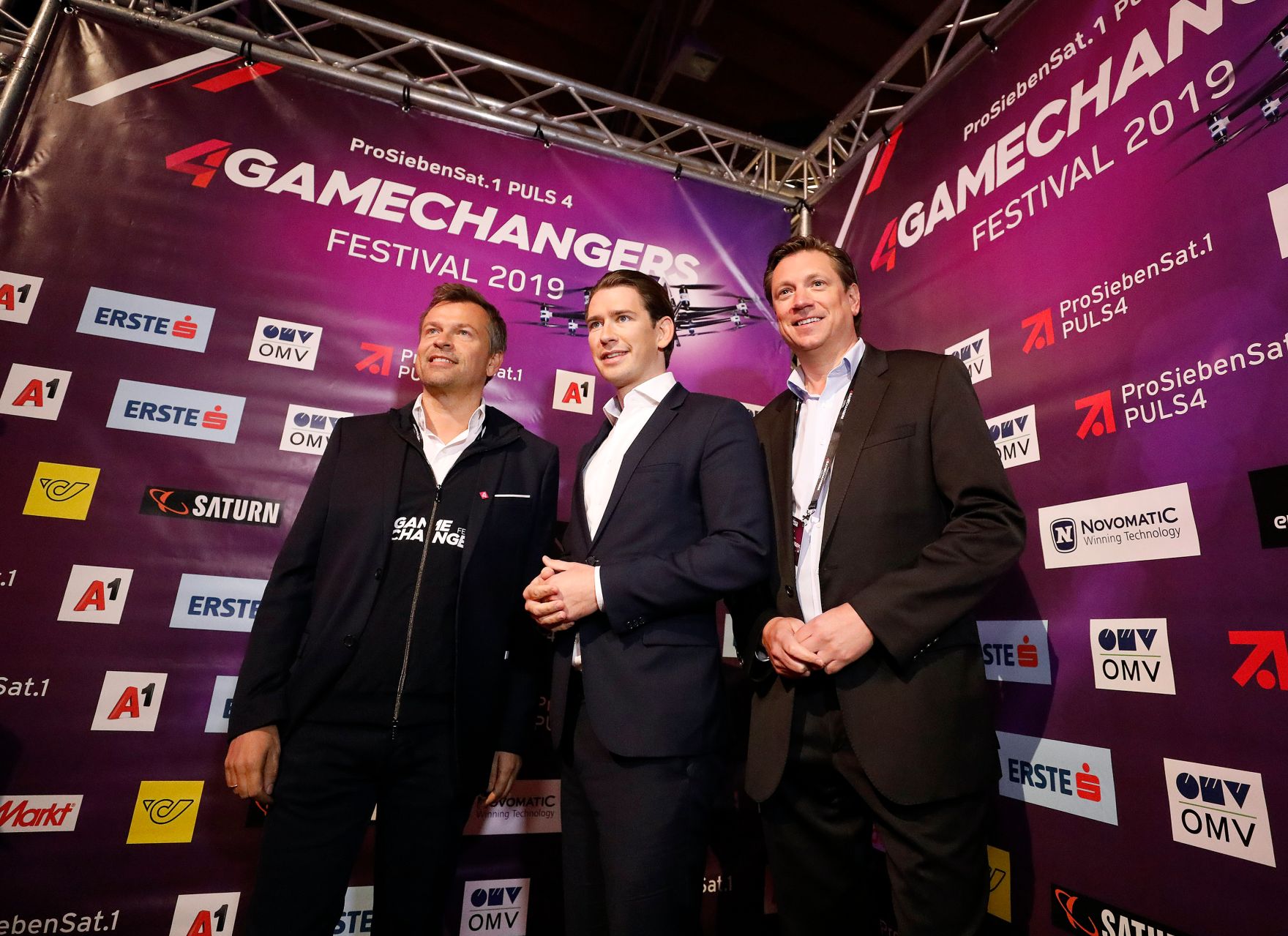 Am 11. April 2019 nahm Bundeskanzler Sebastian Kurz (m.) beim 4Gamechangers Festival teil.