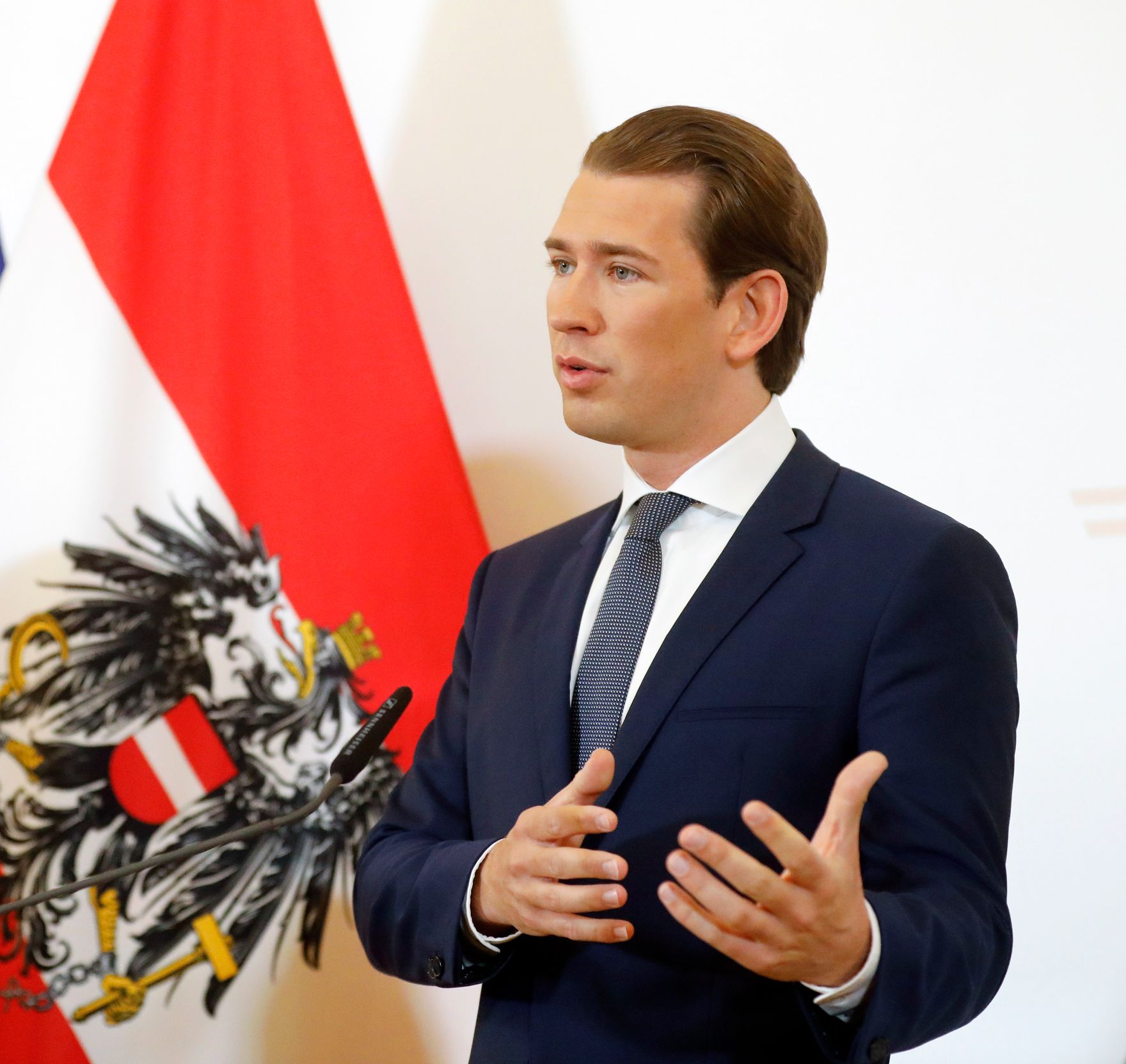 Am 16. Mai 2019 fand eine Pressekonferenz zum Thema Mindestpension statt. Im Bild Bundeskanzler Sebastian Kurz.