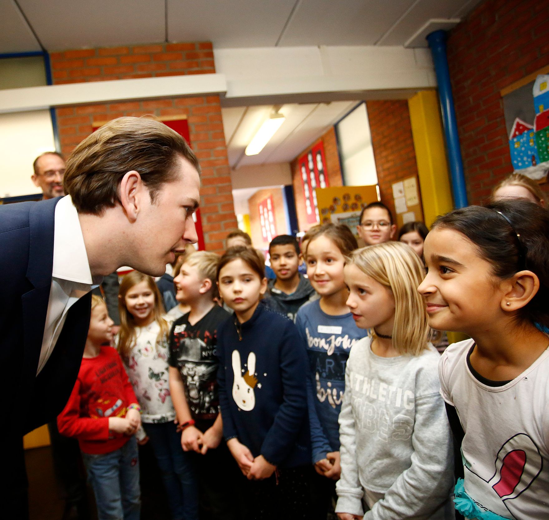 Am 23. J&auml;nner 2018 besuchte Bundeskanzler Sebastian Kurz (im Bild) gemeinsam mit Vizekanzler Heinz-Christian Strache und Bundesminister Heinz Fa&szlig;mann "Deutschf&ouml;rderklassen" an der Volksschule Graz-Murfeld.