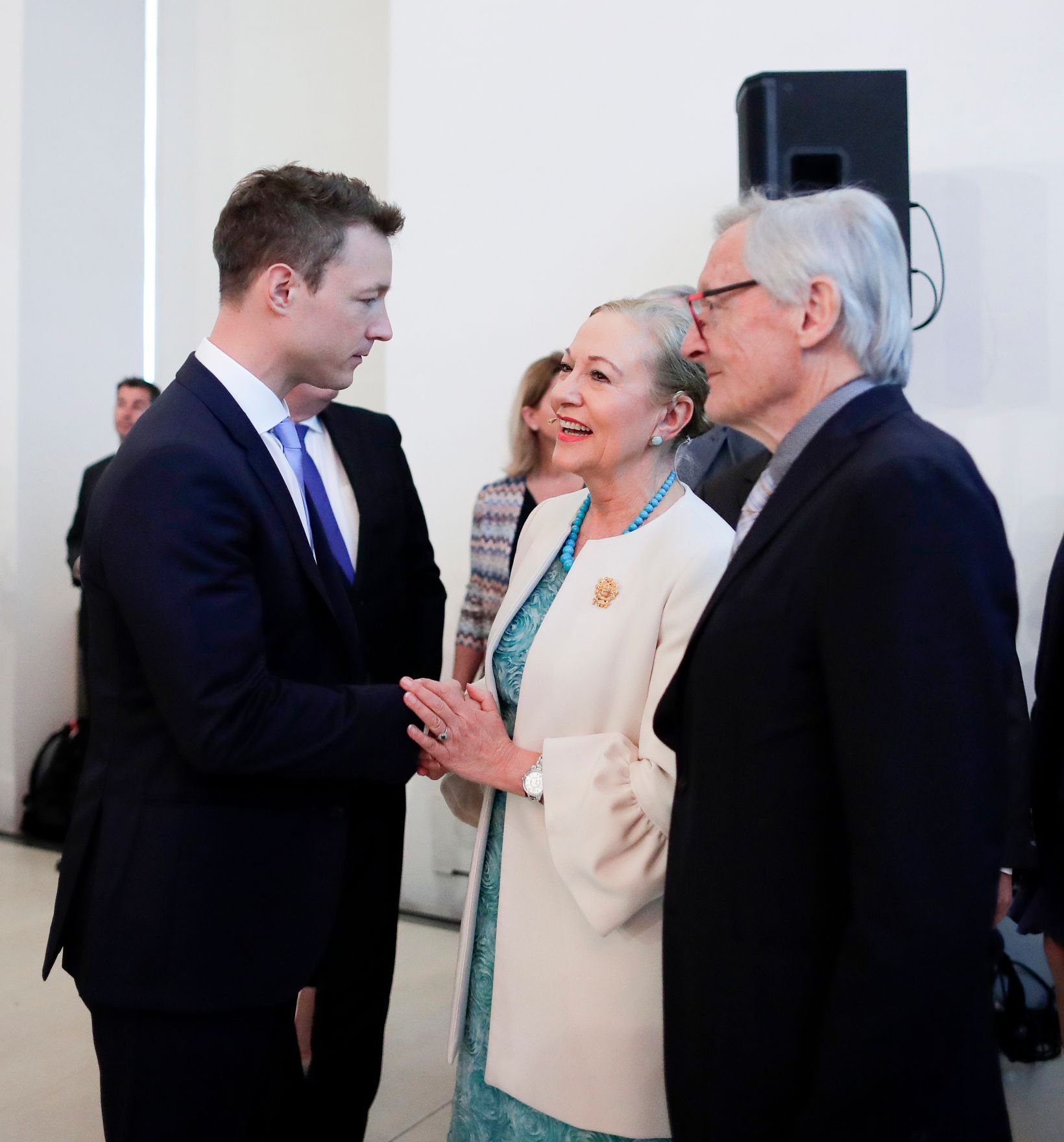 Am 9. Mai 2018 fand in der Akademie der Wissenschaften ein Gespr&auml;ch zu den vergangenen EU-Ratsvorsitzen und zum EU-Ratsvorsitz 2018 statt. Im Bild Bundesminister Gernot Bl&uuml;mel (l.), die ehemalige EU-Kommissarin Benita Ferrero-Waldner und der ehemalige Bundeskanzler Wolfgang Sch&uuml;ssel (r.).