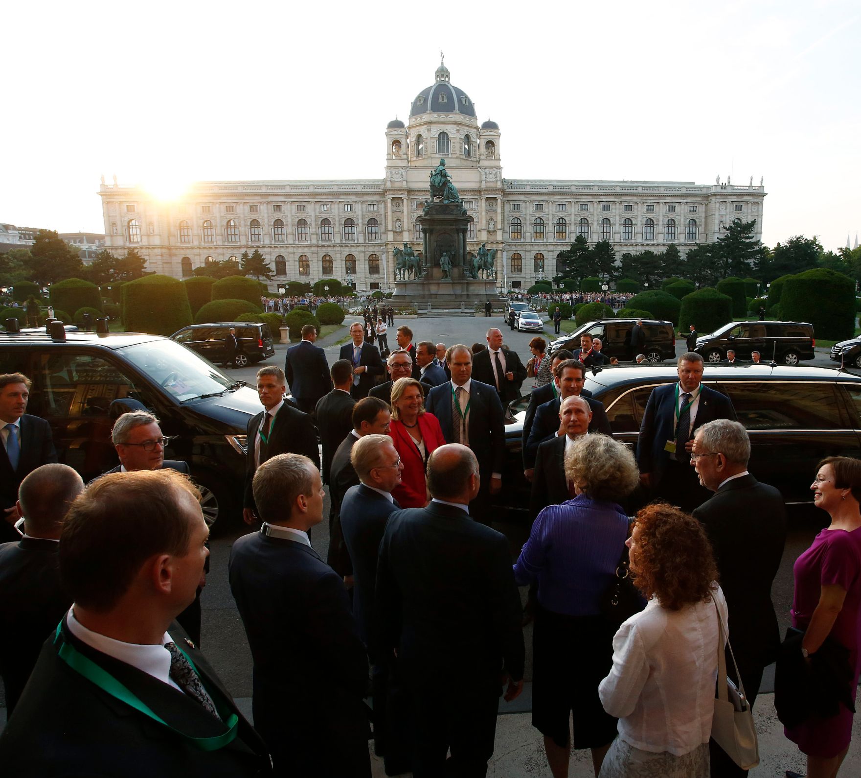 Am 5. Juni 2018 empfing Bundeskanzler Sebastian Kurz den russischen Pr&auml;sidenten Wladimir Putin zu einem Arbeitsgespr&auml;ch. Im Bild beim Empfang im Kunsthistorischen Museum.