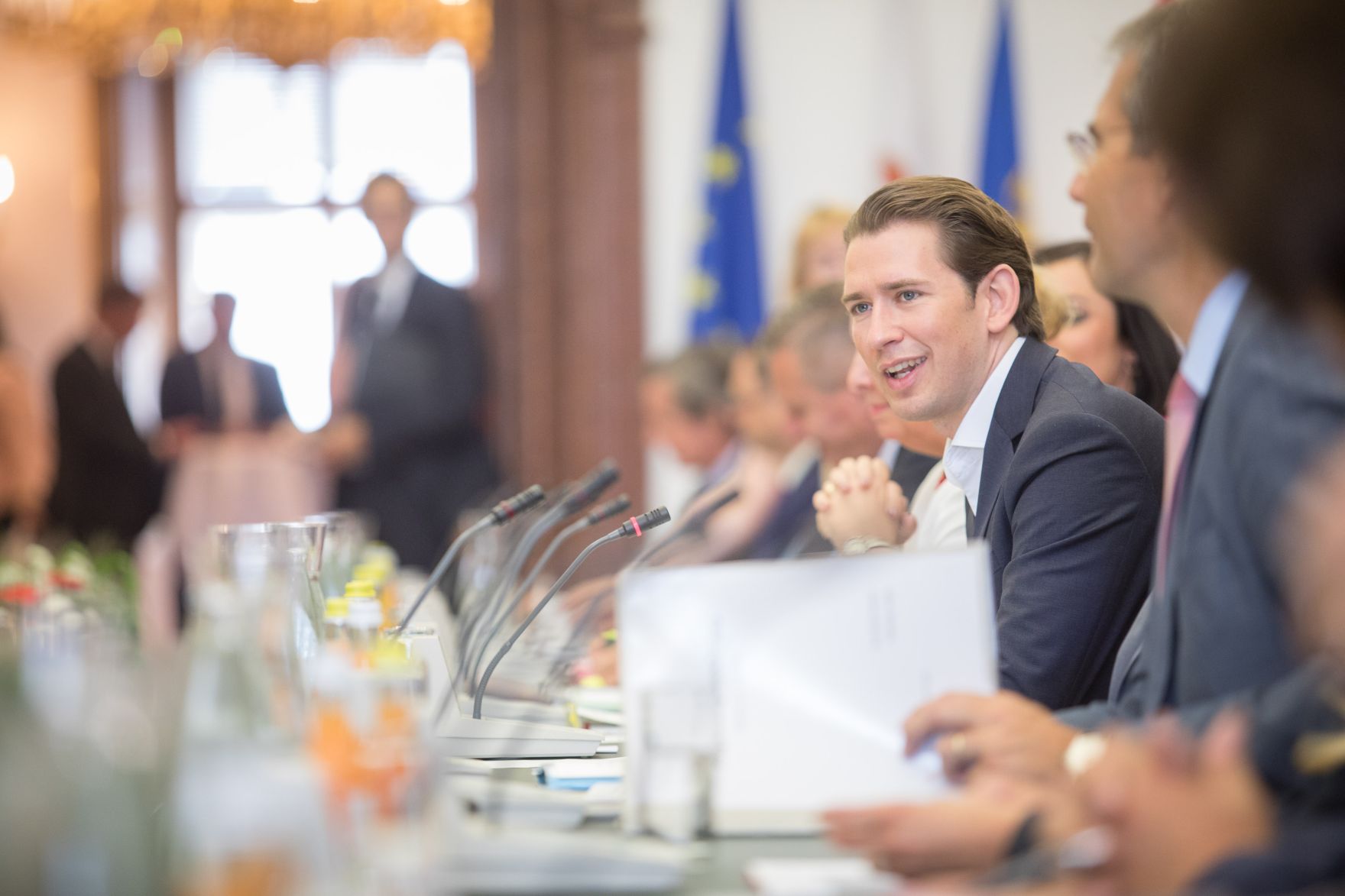 Am 20. Juni 2018 reiste Bundeskanzler Sebastian Kurz (im Bild) zum Ministerrat nach Linz.
