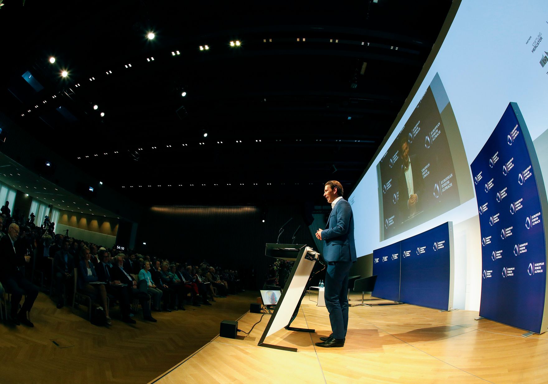 Am 27. August 2018 besuchte Bundeskanzler Sebastian Kurz das Europ&auml;ische Forum Alpbach. Im Bild bei der Ansprache.