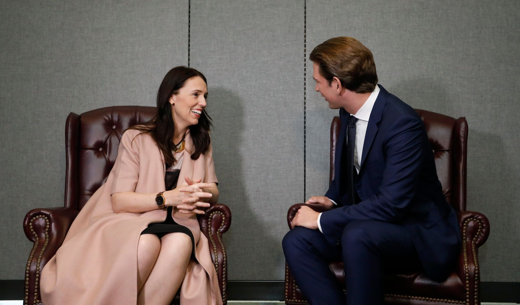Am 24. September 2018 setzte Bundeskanzler Sebastian Kurz (r.) seine Reise anl&auml;sslich der UN-Generalversammlung nach New York fort. Im Bild mit der Ministerpr&auml;sidentin von Neuseeland Jacinda Ardern (l.).