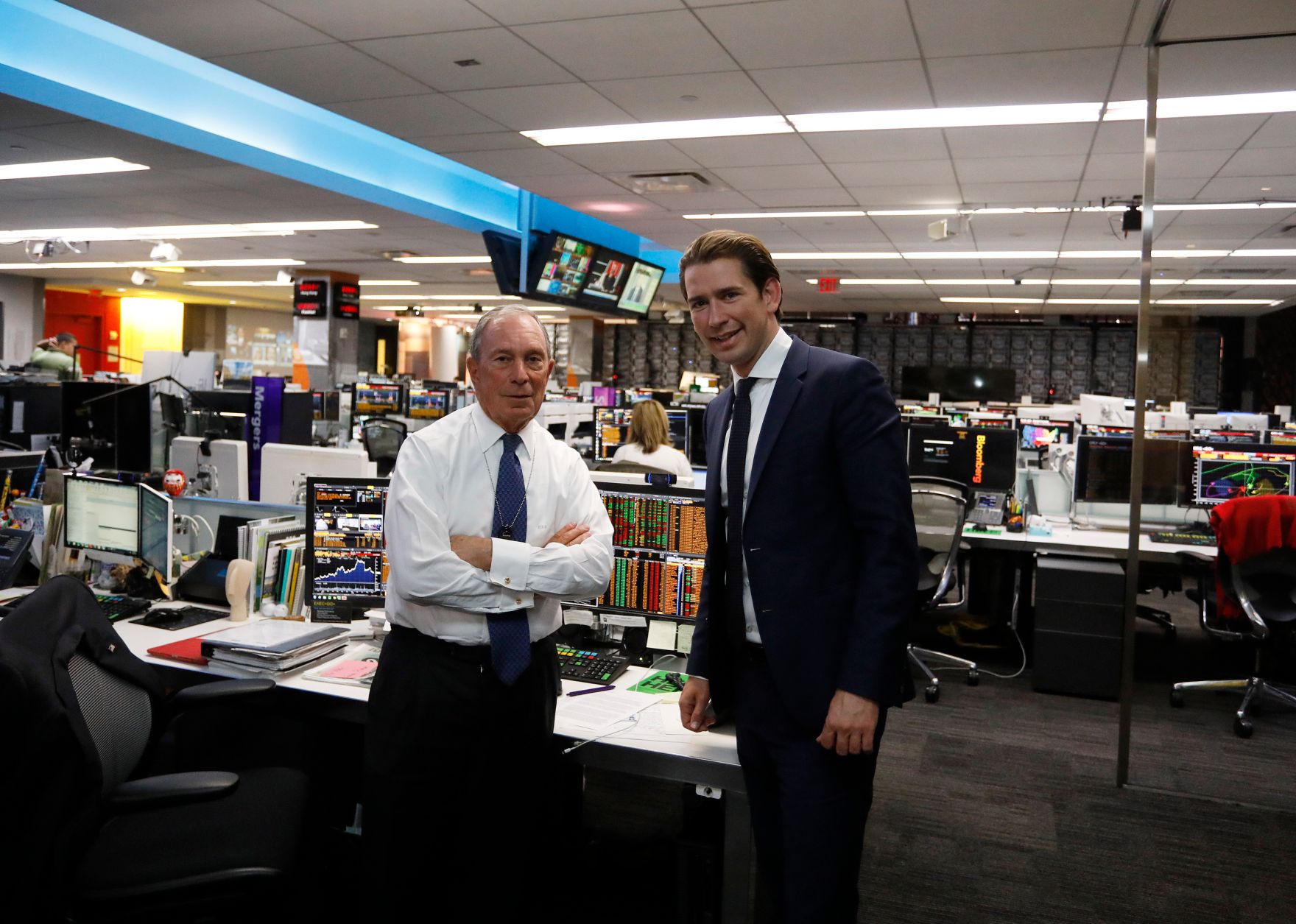 Am 24. September 2018 setzte Bundeskanzler Sebastian Kurz (r.) seine Reise anl&auml;sslich der UN-Generalversammlung nach New York fort. Im Bild mit dem Unternehmer und ehemaligen B&uuml;rgermeister von New York Michael Bloomberg (l.).