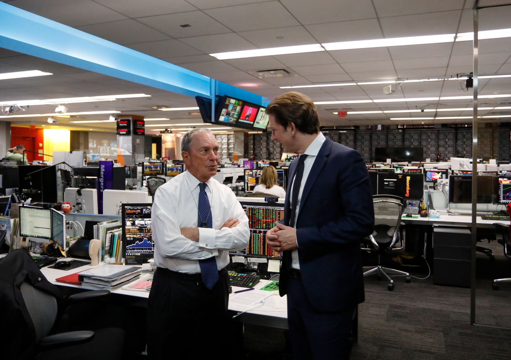 Am 24. September 2018 setzte Bundeskanzler Sebastian Kurz (r.) seine Reise anl&auml;sslich der UN-Generalversammlung nach New York fort. Im Bild mit dem Unternehmer und ehemaligen B&uuml;rgermeister von New York Michael Bloomberg (l.).