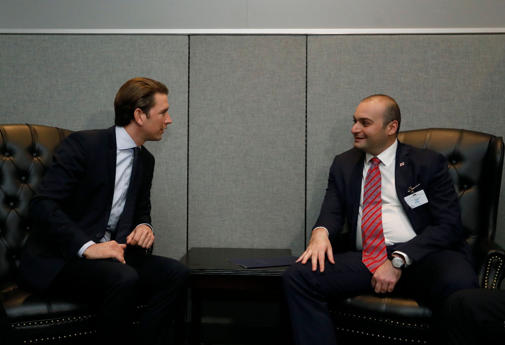 Am 25. September 2018 setzte Bundeskanzler Sebastian Kurz (l.) seine Reise anl&auml;sslich der UN-Generalversammlung nach New York fort. Im Bild mit dem Ministerpr&auml;sidenten von Georgien Mamuka Bakhtadze (r.).