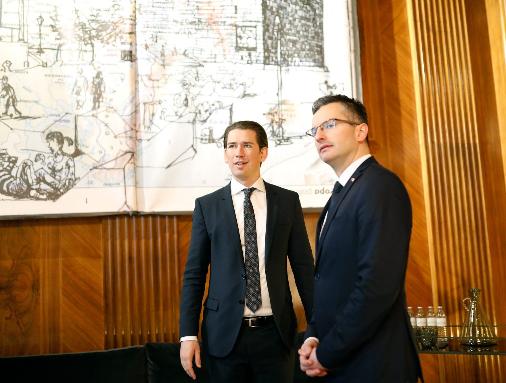 Am 5. Dezember 2018 empfing Bundeskanzler Sebastian Kurz (l.) den slowenischen Premierminister Marjan &Scaron;arec (r.) zu einem Gespr&auml;ch.