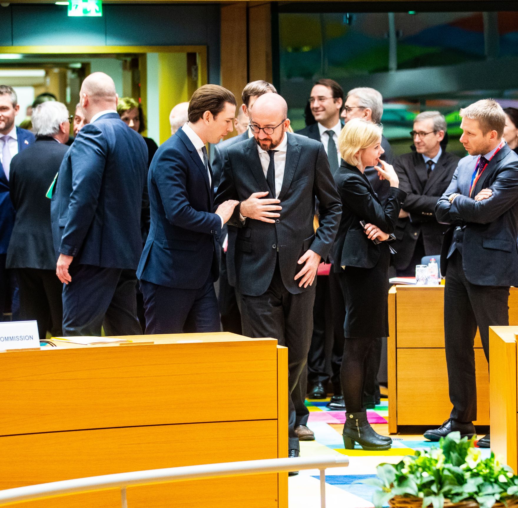 Am 13. Dezember 2018 setzte Bundeskanzler Sebastian Kurz (l.) seine Reise nach Br&uuml;ssel anl&auml;sslich des EU-Gipfels fort. Im Bild mit dem belgischen Premierminister Charles Michel (r.) beim Europ&auml;ischen Rat.