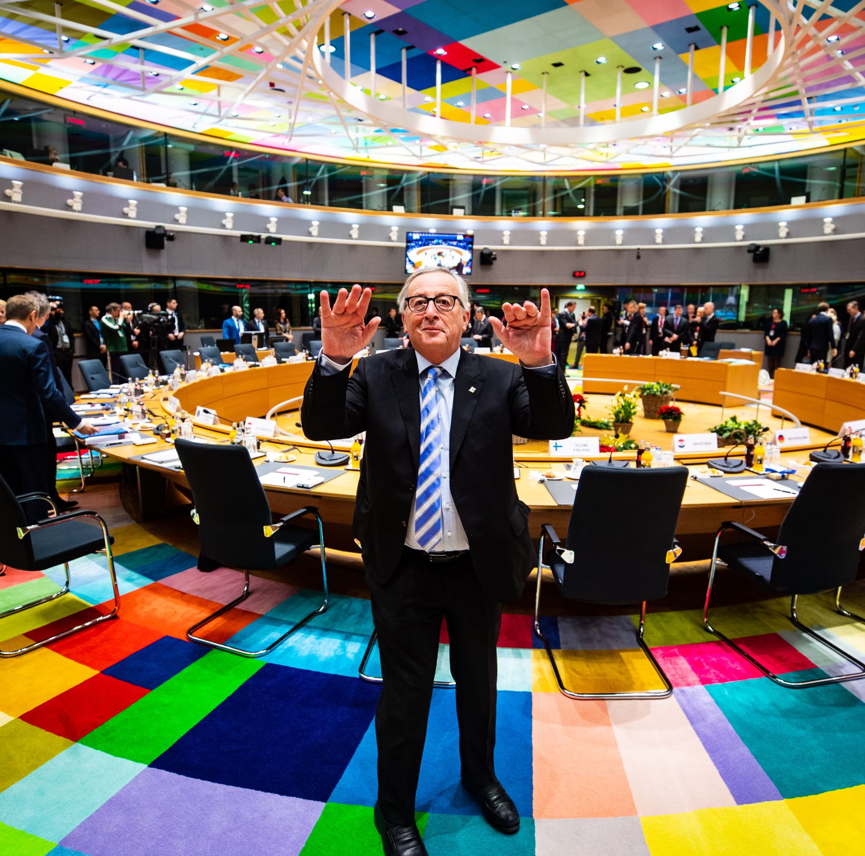 Am 14. Dezember 2018 setzte Bundeskanzler Sebastian Kurz seine Reise nach Br&uuml;ssel anl&auml;sslich des EU-Gipfels fort. Im Bild der Pr&auml;sident der Europ&auml;ischen Kommission Jean-Claude Juncker beim Europ&auml;ischen Rat.